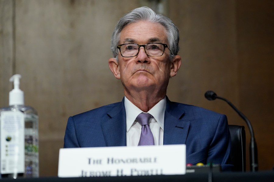 In this Dec. 1, 2020 file photo, Chairman of the Federal Reserve Jerome Powell appears before the Senate Banking Committee on Capitol Hill in Washington. (AP Photo/Susan Walsh, Pool, File)