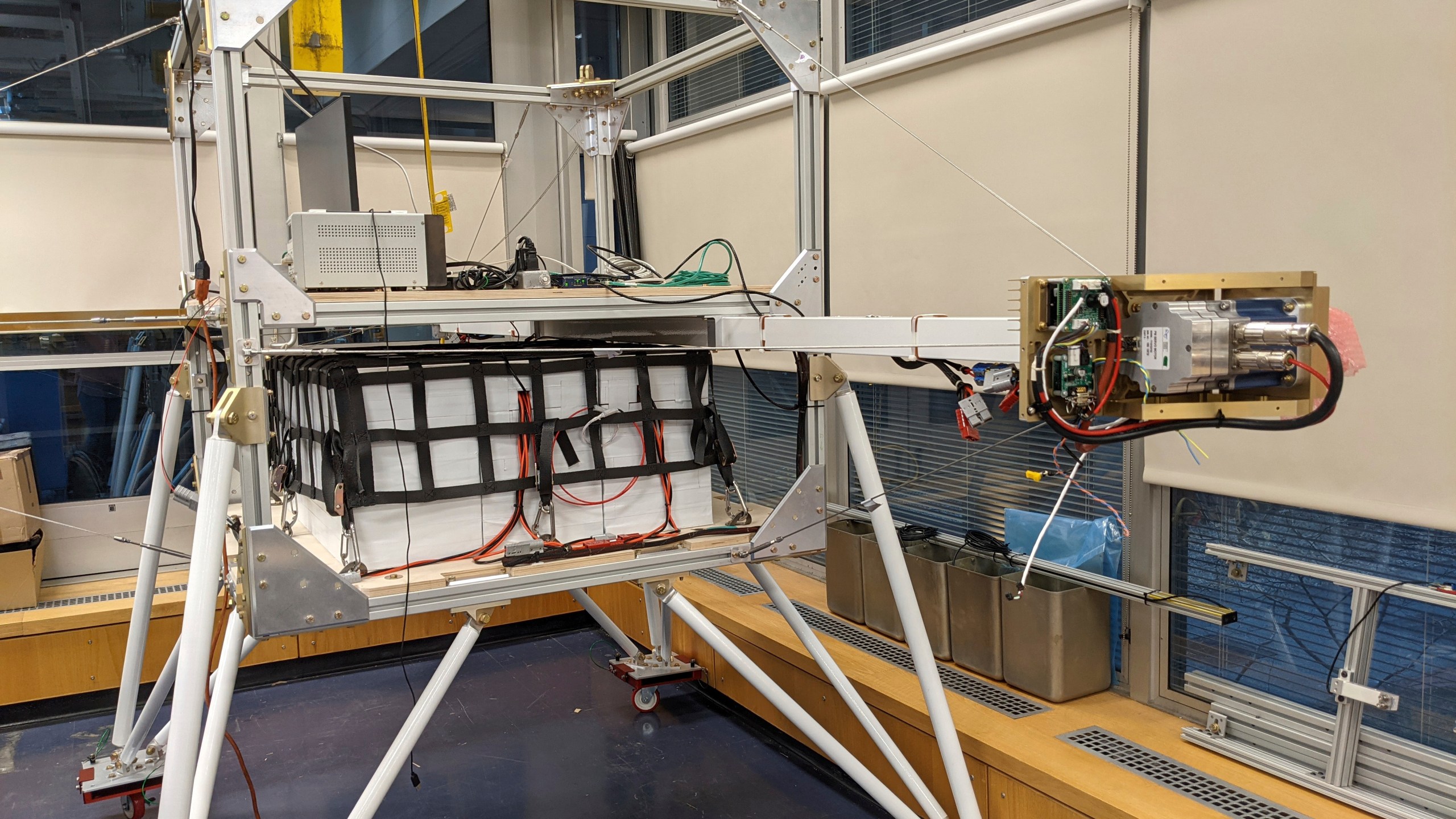 This March 2021 photo provided by researcher Yomay Shyur shows a gondola at a Harvard University facility in Cambridge, Mass., which will be tested on a balloon over Sweden for eventual possible use in releasing sunlight-reflecting aerosols into the Earth's atmosphere. On Thursday, March 25, 2021, the National Academy of Sciences said the U.S. must seriously consider the idea of tinkering with the atmosphere to cool a warming Earth and accelerate research into how and whether humanity should hack the planet. (Yomay Shyur via AP)