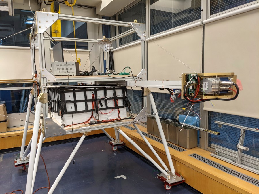 This March 2021 photo provided by researcher Yomay Shyur shows a gondola at a Harvard University facility in Cambridge, Mass., which will be tested on a balloon over Sweden for eventual possible use in releasing sunlight-reflecting aerosols into the Earth's atmosphere. On Thursday, March 25, 2021, the National Academy of Sciences said the U.S. must seriously consider the idea of tinkering with the atmosphere to cool a warming Earth and accelerate research into how and whether humanity should hack the planet. (Yomay Shyur via AP)