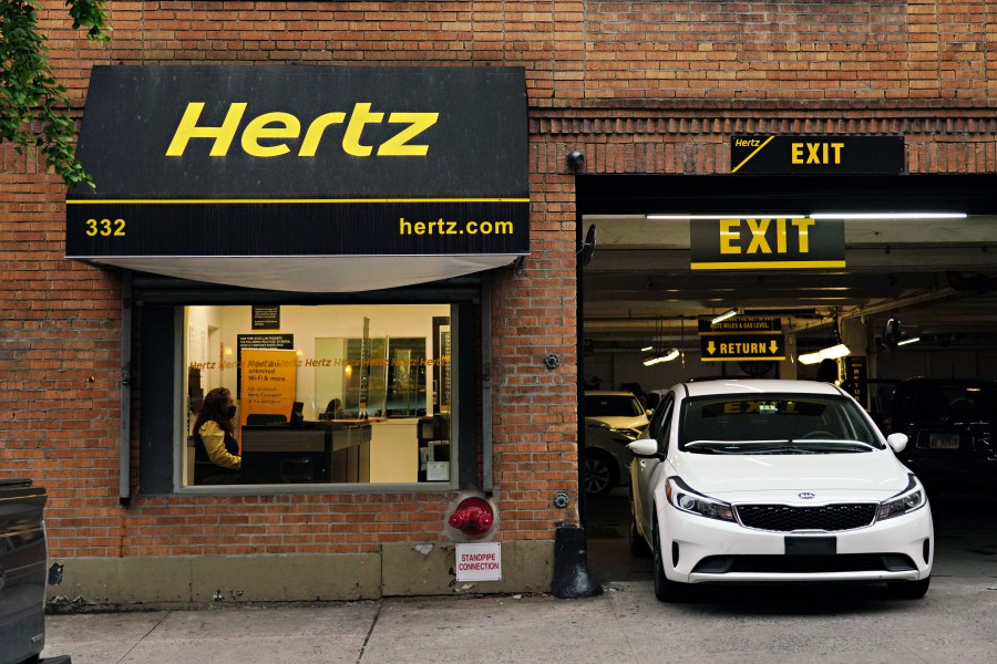 An exterior view of Hertz Car Rental during the coronavirus pandemic on May 23, 2020 in New York City. COVID-19 has spread to most countries around the world, claiming over 343,000 lives with over 5.4 million infections reported. (Photo by Cindy Ord/Getty Images)