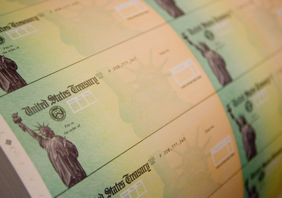 Economic stimulus checks are prepared for printing at the Philadelphia Financial Center May 8, 2008 in Philadelphia, Pennsylvania. (Jeff Fusco/Getty Images)