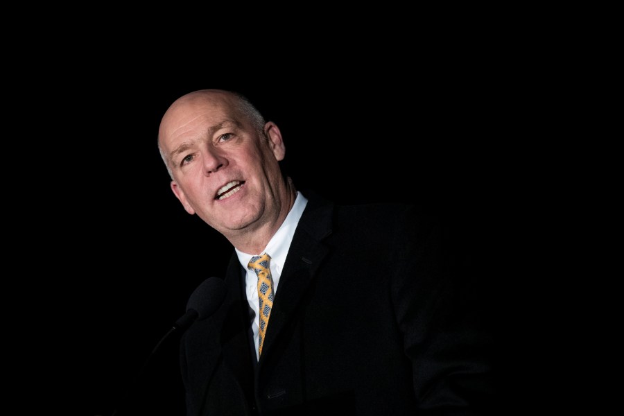 In this file photo, then-Rep. Greg Gianforte (R-MT) speaks during the U.S. Capitol Christmas Tree lighting ceremony on December 6, 2017 in Washington, DC. (Drew Angerer/Getty Images)