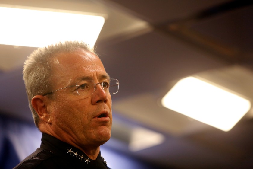 LAPD Chief Michel Moore is seen in an undated photo. (Dania Maxwell / Los Angeles Times)