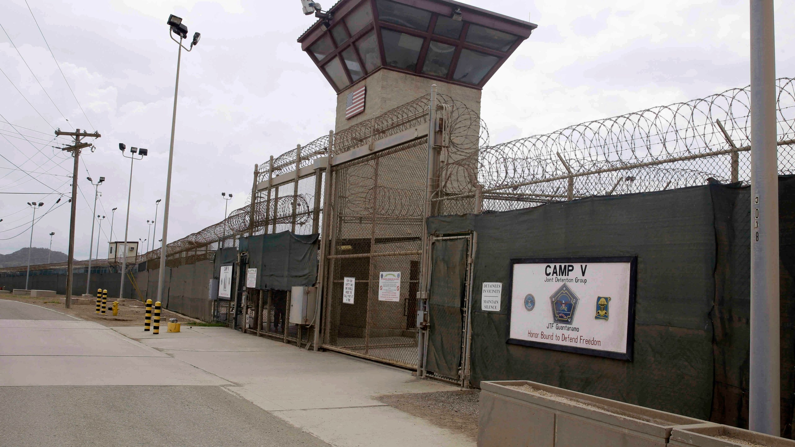 In this June 7, 2014, file photo, the entrance to Camp 5 and Camp 6 at the U.S. military's Guantanamo Bay detention center, at Guantanamo Bay Naval Base, Cuba. (AP Photo/Ben Fox, File)