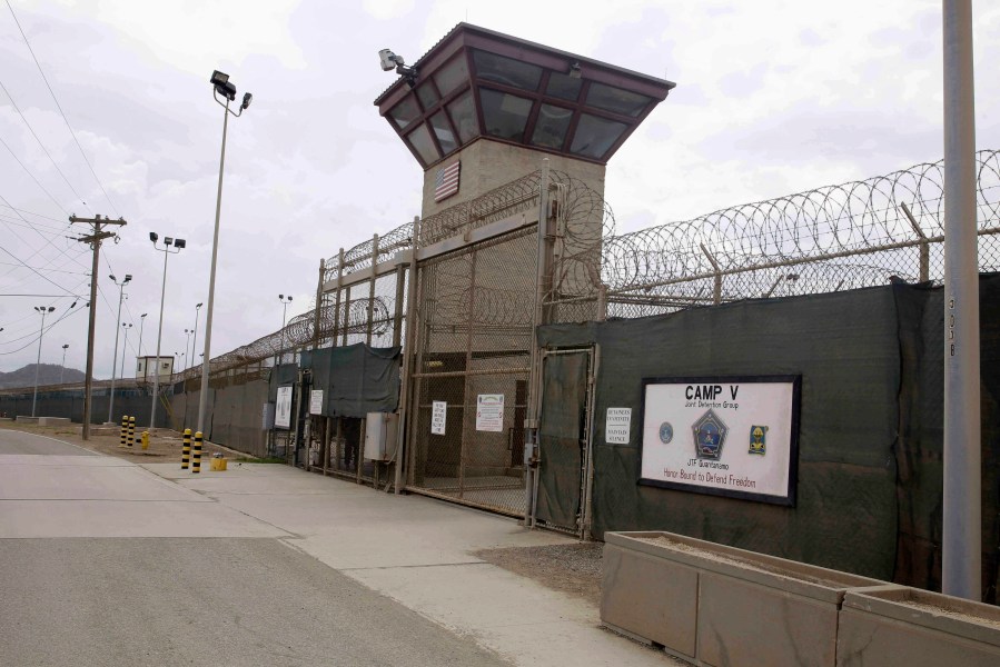 In this June 7, 2014, file photo, the entrance to Camp 5 and Camp 6 at the U.S. military's Guantanamo Bay detention center, at Guantanamo Bay Naval Base, Cuba. (AP Photo/Ben Fox, File)