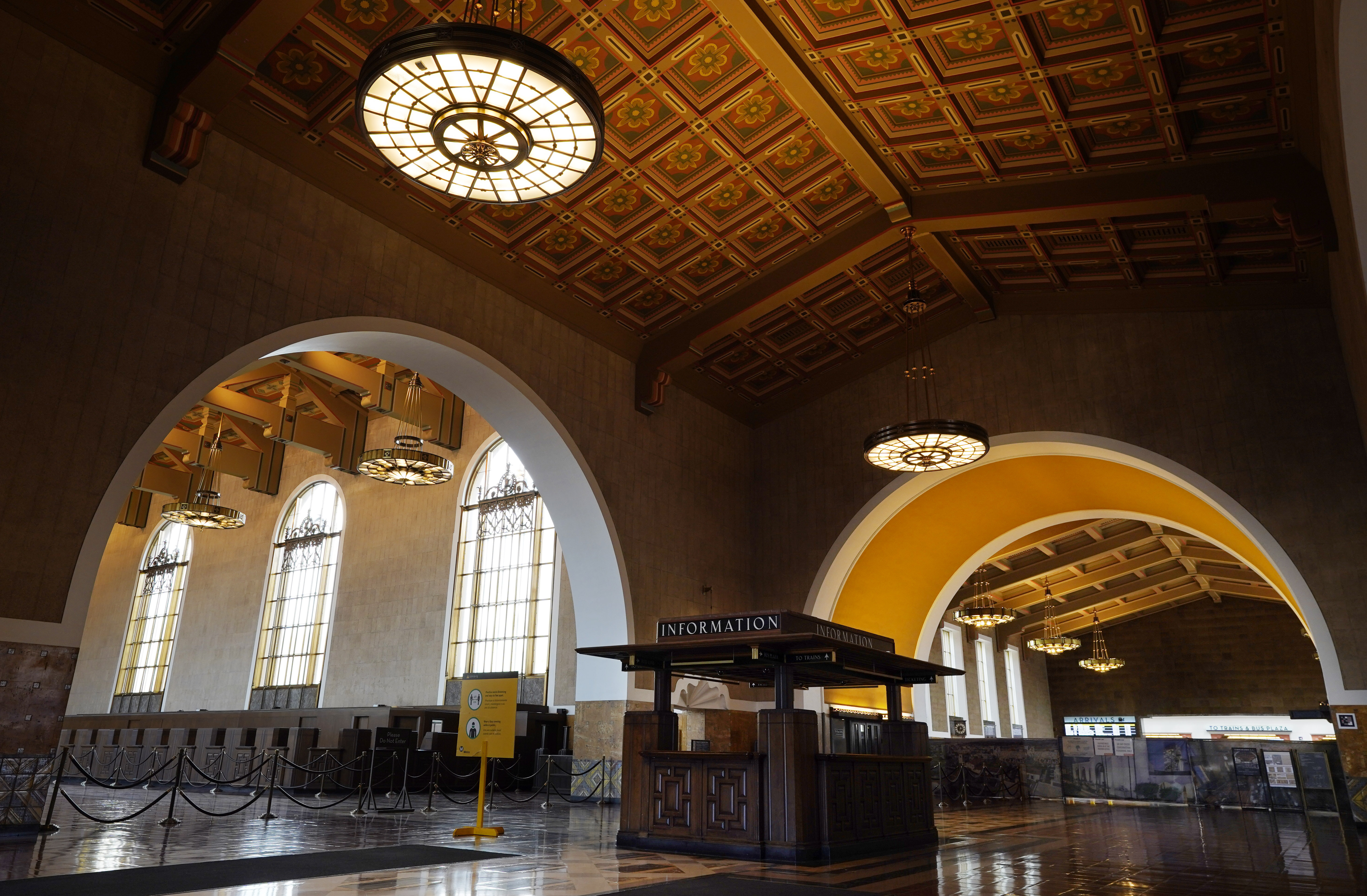 The interior of Union Station in Los Angeles appears on March 23, 2021. (AP Photo/Chris Pizzello)