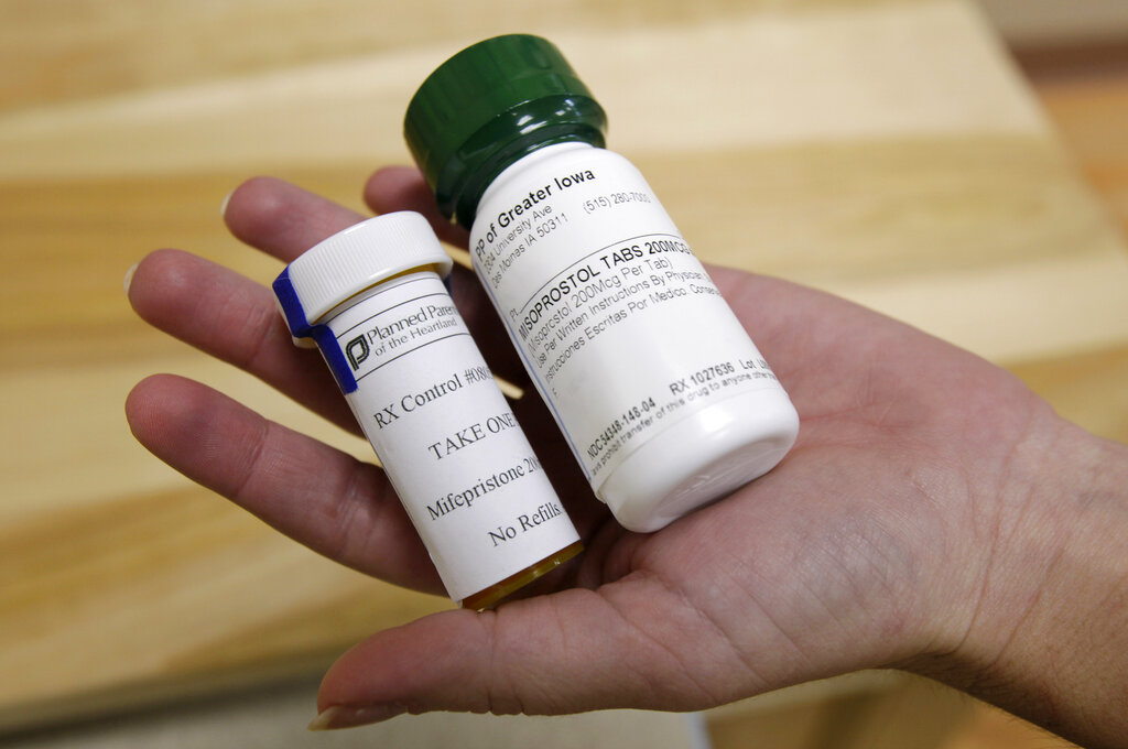 This Sept. 22, 2010 file photo shows bottles of the abortion-inducing drug RU-486 at a clinic in Des Moines, Iowa. (AP Photo/Charlie Neibergall)