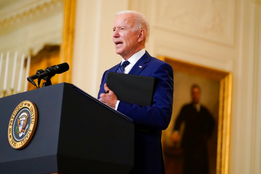 President Joe Biden speaks about Russia in the East Room of the White House, Thursday, April 15, 2021, in Washington. (AP Photo/Andrew Harnik)