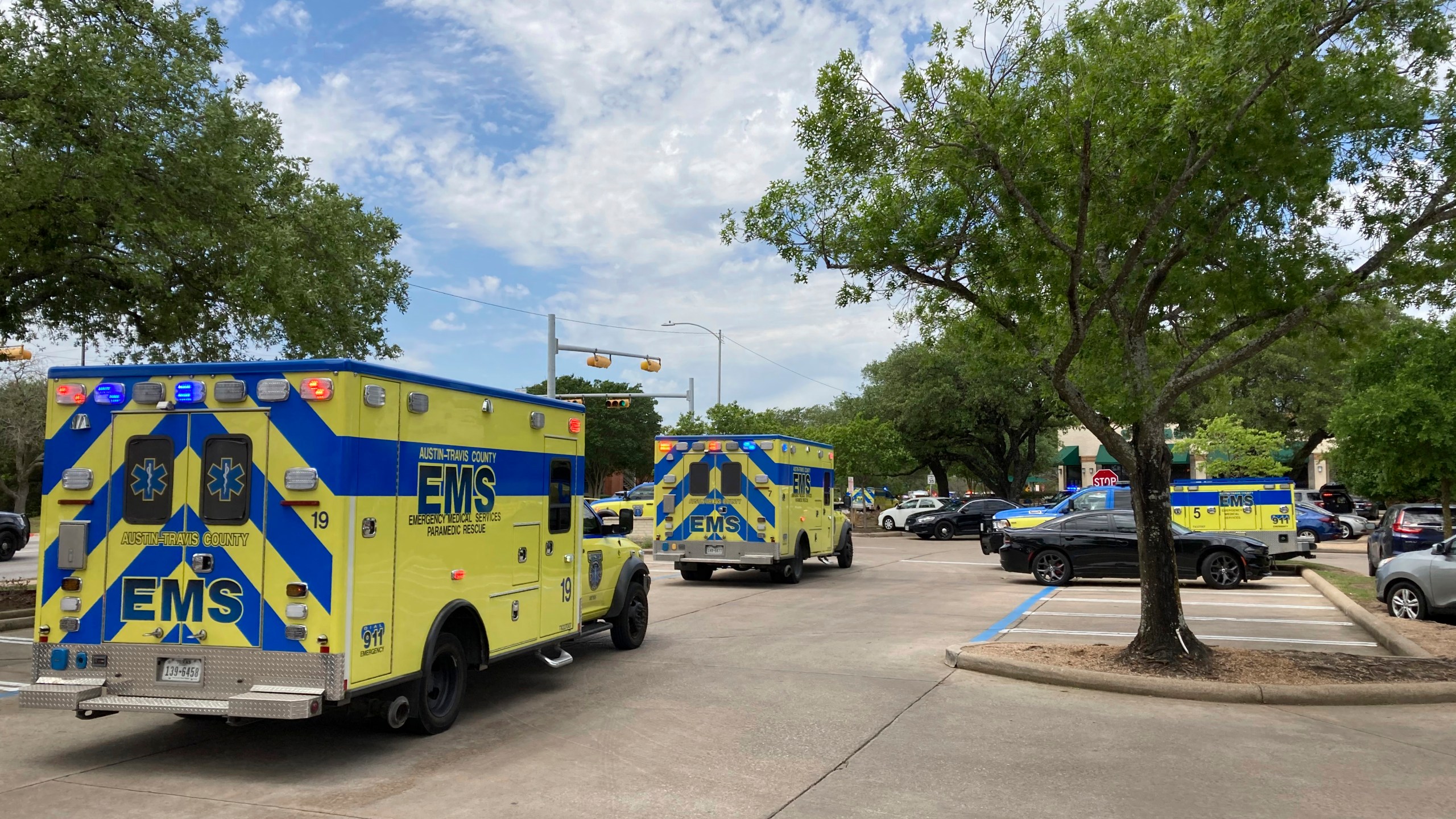 Emergency personnel work at the scene of a fatal shooting, April 18, 2021, in Austin, Texas. (AP Photo/Jim Vertuno)