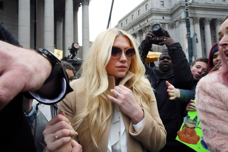 In this Feb. 19, 2016, file photo, pop star Kesha leaves Supreme court in New York after a hearing involving her producer, Dr. Luke. (AP Photo/Mary Altaffer, File)