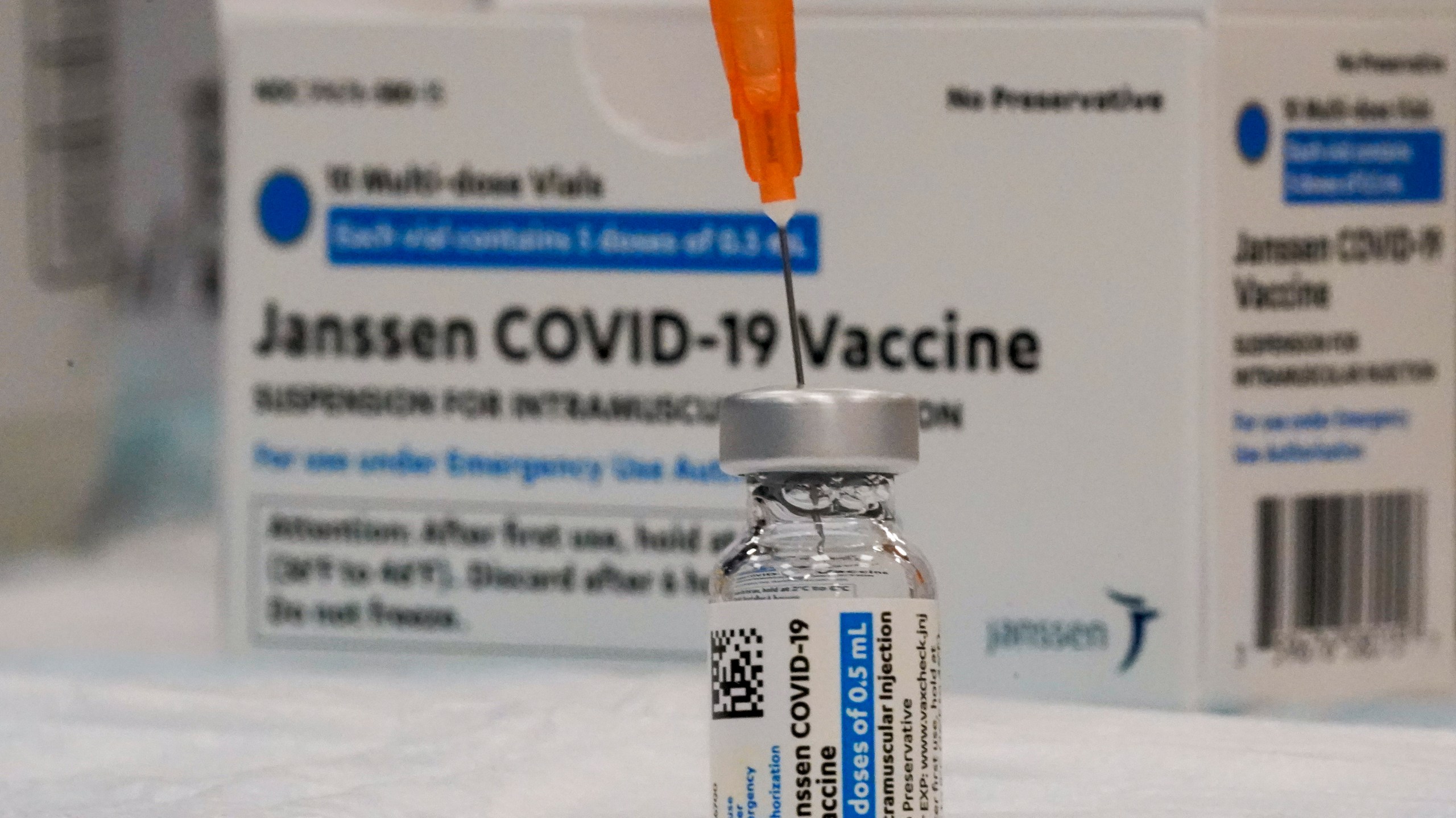 In this April 8, 2021 file photo, the Johnson & Johnson COVID-19 vaccine is seen at a pop up vaccination site in the Staten Island borough of New York. With a green light from federal health officials, several states resumed use of the one-shot Johnson & Johnson coronavirus vaccine on Saturday, April 24. Among the venues where it's being deployed is the Indianapolis Motor Speedway, where free vaccinations were available to anyone 18 or older. (AP Photo/Mary Altaffer, File)