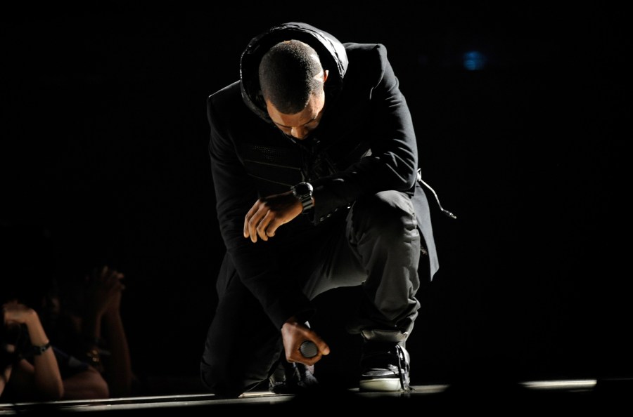 Kanye West performs at the 50th Annual Grammy Awards in Los Angeles on Feb. 10, 2008. The Nike Air Yeezy 1 Prototypes worn by West during his performance were acquired for $1.8 million by social investing platform Rares. (AP Photo/Kevork Djansezian, File)