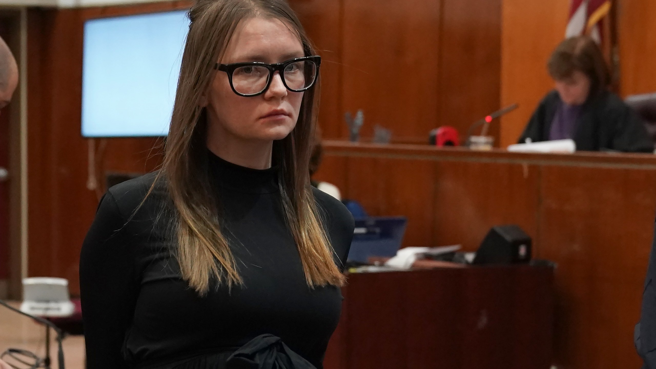 Fake German heiress Anna Sorokin is led away after being sentenced in Manhattan Supreme Court May 9, 2019, following her conviction the previous month on multiple counts of grand larceny and theft of services. (Timothy A. Clary / AFP / Getty Images)