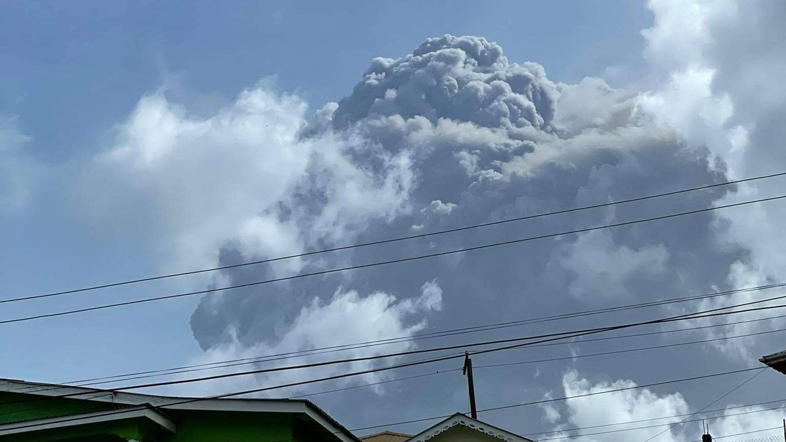 This April 9, 2021, image courtesy Zen Punnett shows the eruption of La Soufriere Volcano from Rillan Hill in Saint Vincent. (ZEN PUNNETT/Zen Punnett/AFP via Getty Images)