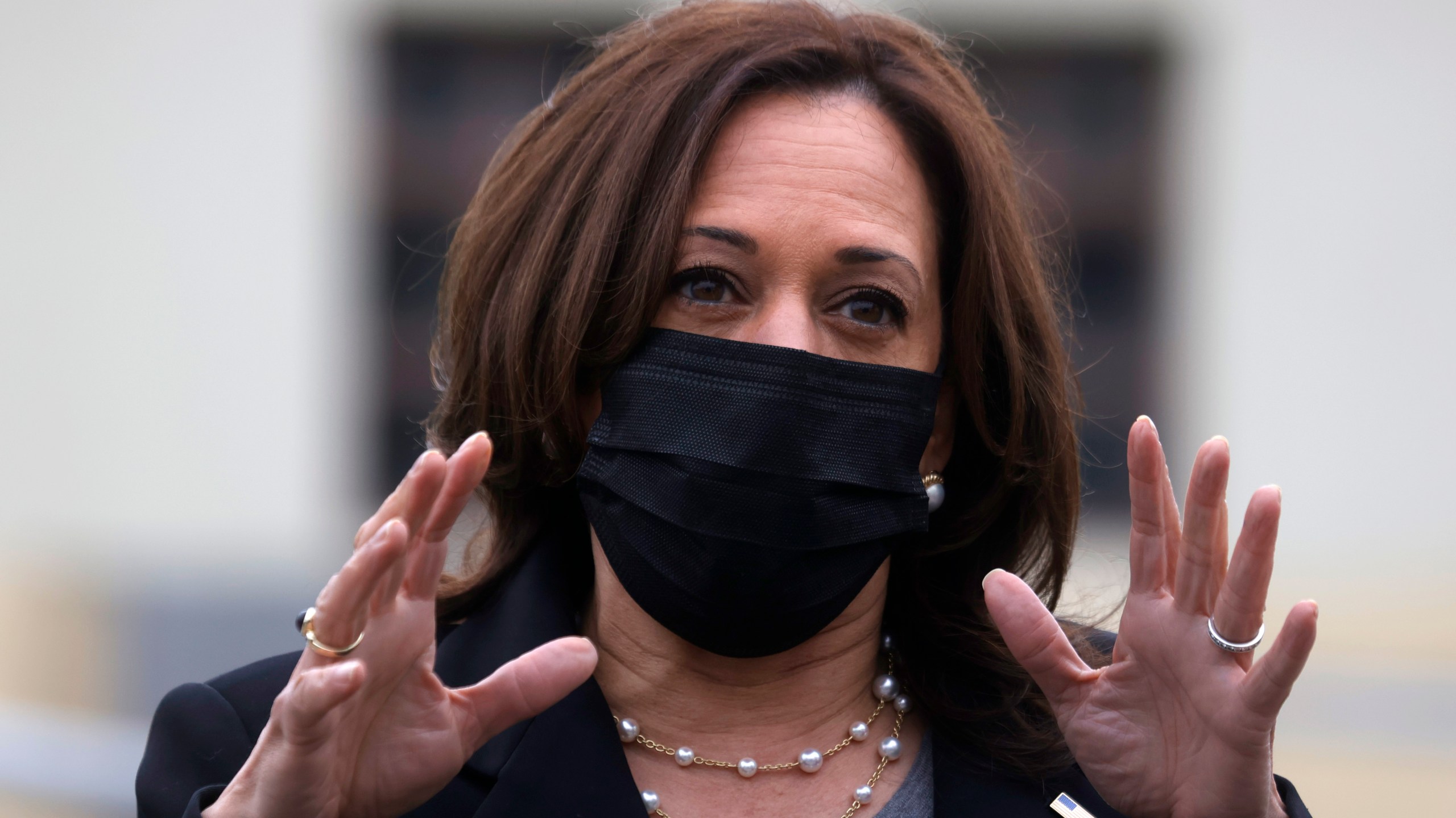 Vice President Kamala Harris speaks while touring the Upper San Leandro Water Treatment Plant on April 5, 2021 in Oakland. (Justin Sullivan/Getty Images)