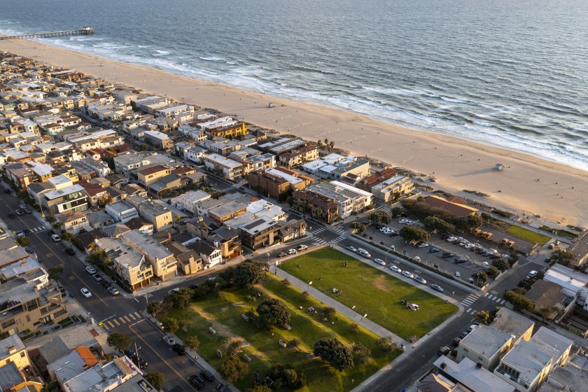 An aerial view of Bruce’s Beach is shown in an undated photo. (Allen J. Schaben / Los Angeles Times)