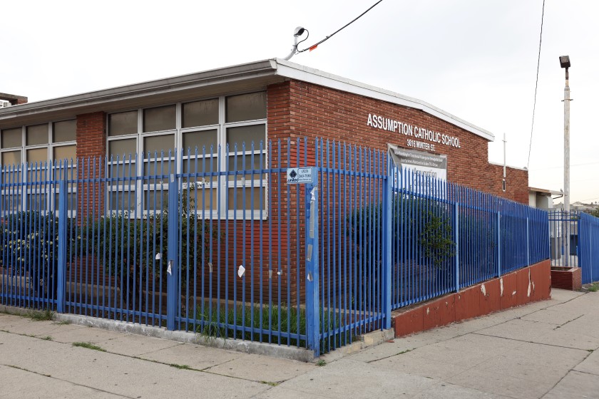 Pictured is Assumption Catholic School in Boyle Heights. The campus is one of six elementary schools that the Roman Catholic Archdiocese of Los Angeles announced will close in June 2021.(Dania Maxwell / Los Angeles Times)