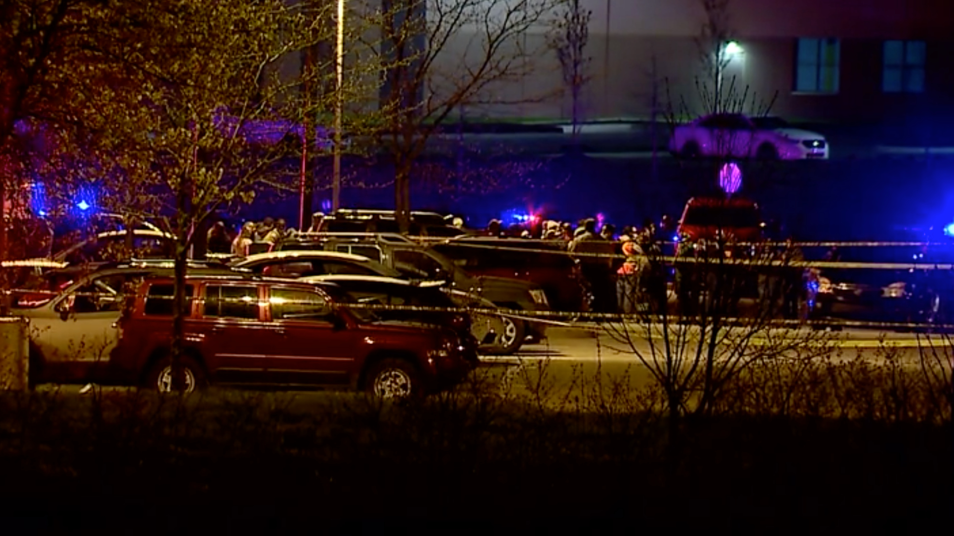 Authorities respond after reports of multiple people shot at a FedEx facility in Indianapolis on April 15, 2021. (WXIN)