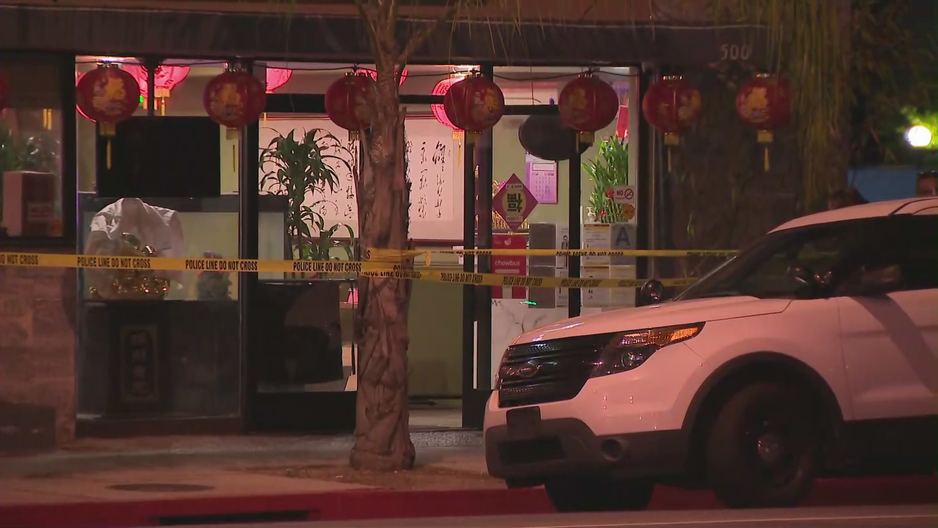 Authorities investigate a double homicide in Monterey Park on April 6, 2021. (KTLA)