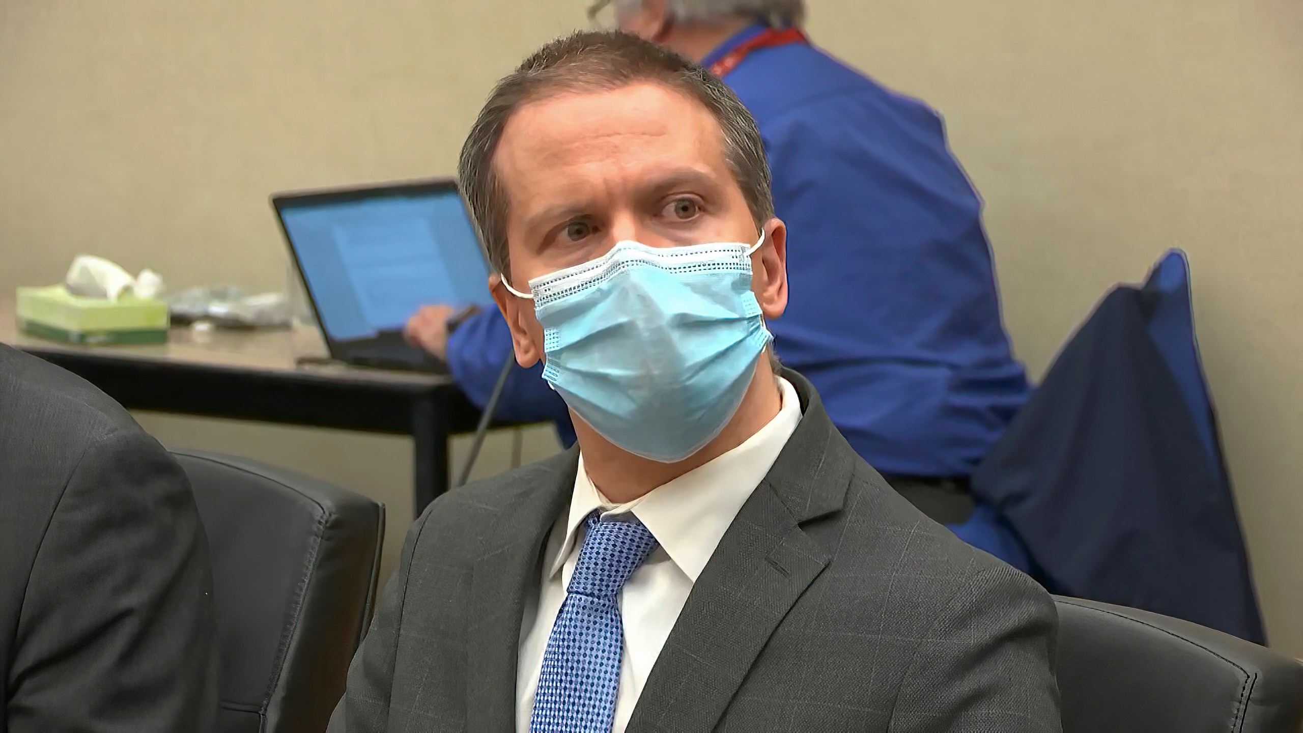 In this image from video, former Minneapolis police officer Derek Chauvin listens as the verdict is read in his trial for the 2020 death of George Floyd, Tuesday, April 20, 2021, at the Hennepin County Courthouse in Minneapolis. (Court TV via AP, Pool)