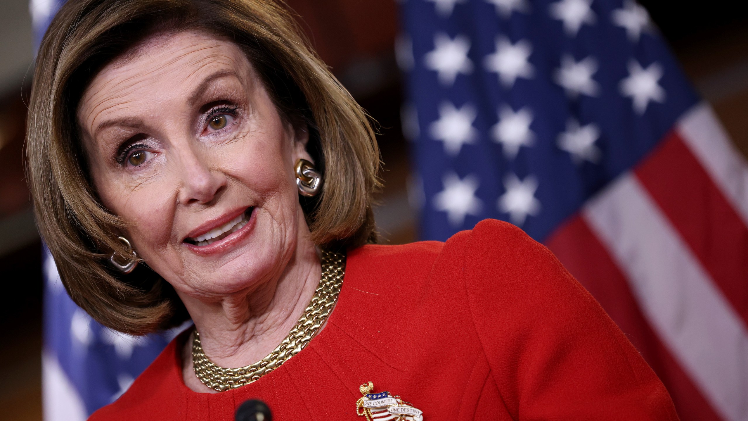 Speaker of the House Nancy Pelosi (D-CA) answers questions during her weekly press conference on May 13, 2021 in Washington, DC. (Win McNamee/Getty Images)