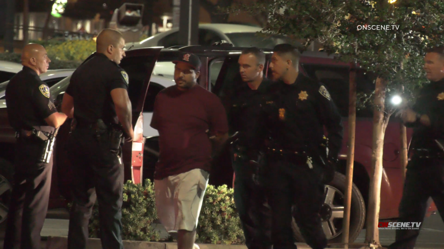 A man is taken into custody in connection with a series of shootings on the 91 Freeway on May 25, 2021. (Onscene.TV)