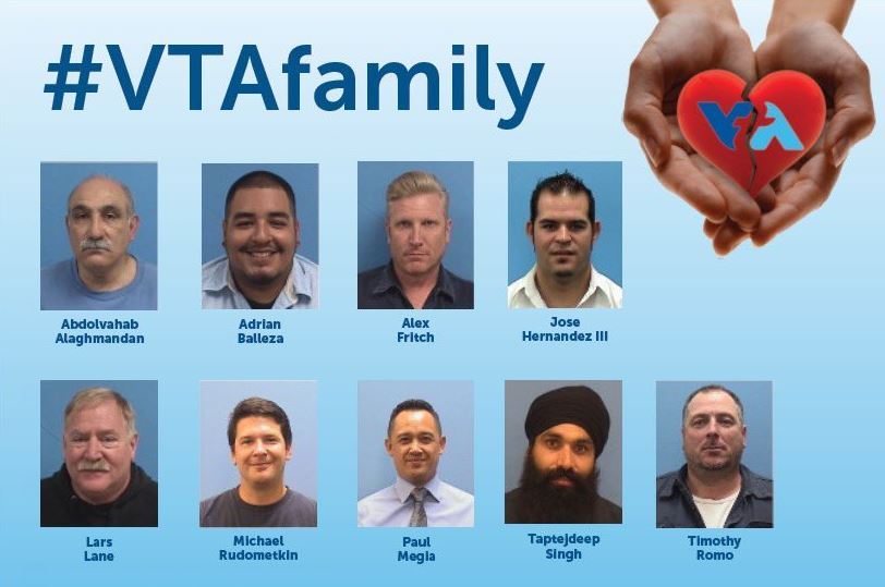 The nine victims of a mass shooting at a San Jose railyard appear in an image released by the Valley Transportation Authority, the transit agency all of them worked for. The gunman, an employee as well, also died in the May 27, 2021 shooting.