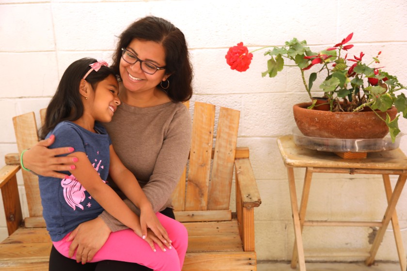 DACA recipient Miriam Delgado and her daughter Aleha Esquivel, 7, at their home in Whittier.(Genaro Molina / Los Angeles Times)