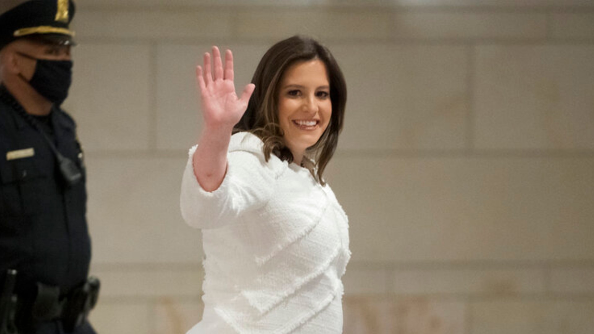 Rep. Elise Stefanik, R-N.Y., arrives as House GOP members hold an election for a new chair of the House Republican Conference to replace Rep. Liz Cheney, at the Capitol in Washington, Friday, May 14, 2021. (AP Photo/J. Scott Applewhite)