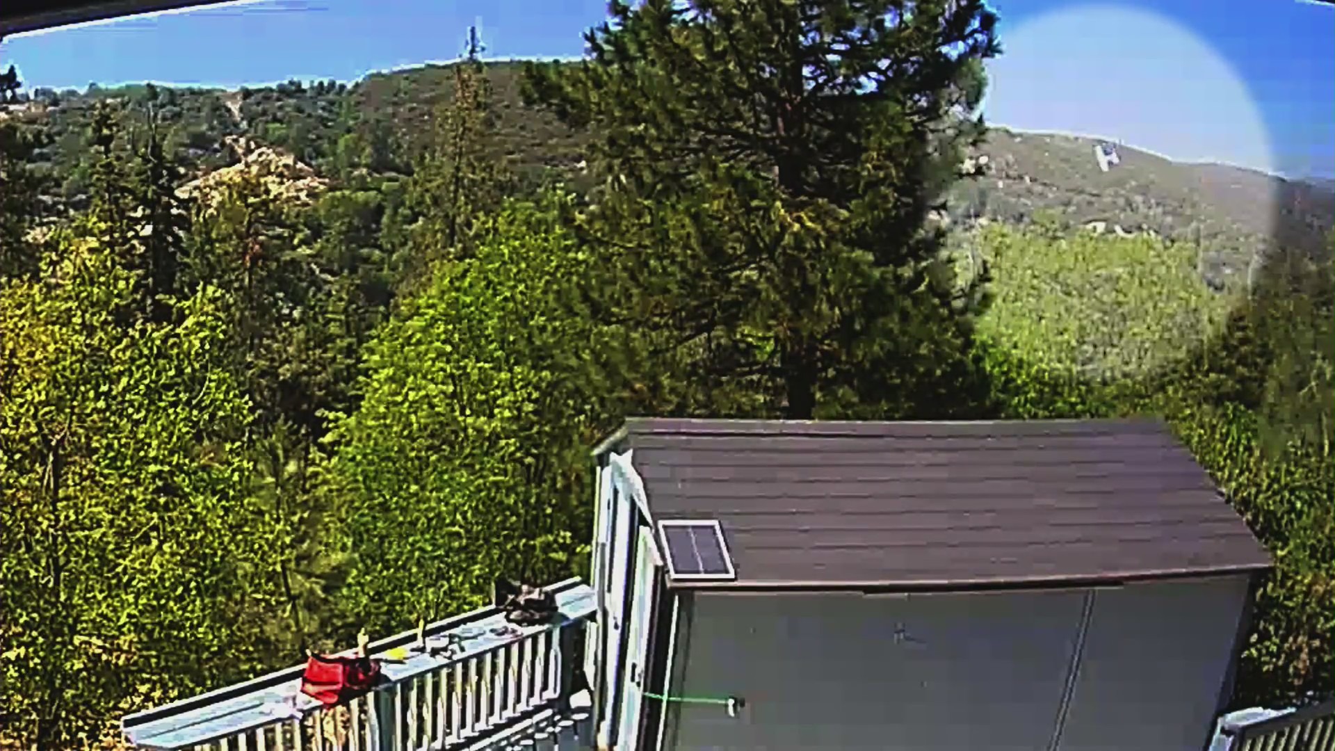 Ring doorbell video shows a small plane descending near Lake Arrowhead on May 15, 2021. (Jeff Eade)