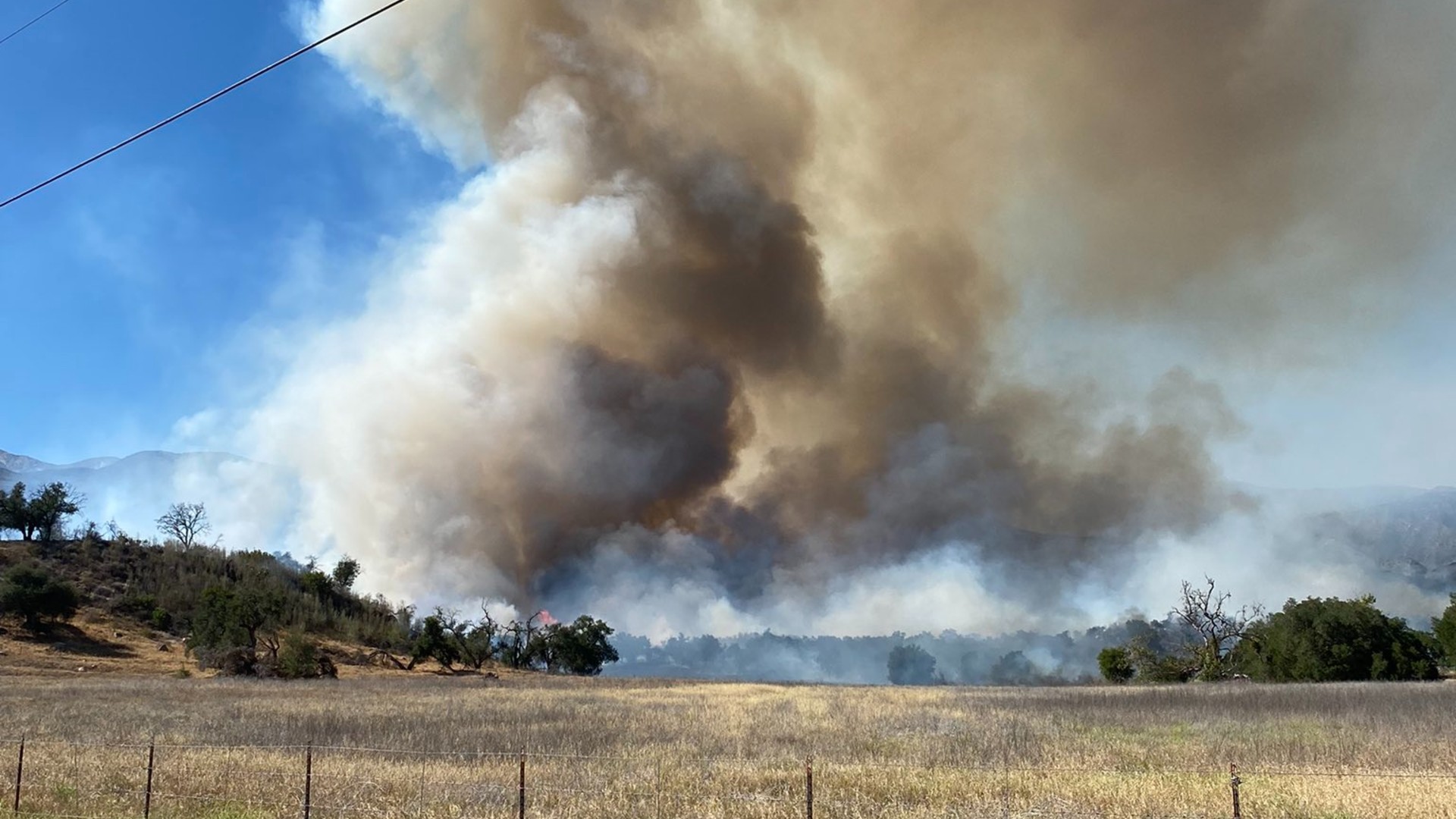 The Casitas Fire in Ventura County is seen on June 14, 2021, in a picture shared by Cal Fire SLO.