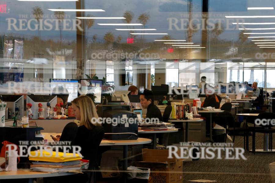 This Dec. 27, 2012 file photo shows the newsroom of the Orange County Register in Santa Ana, Calif. (AP Photo/Jae C. Hong, File)