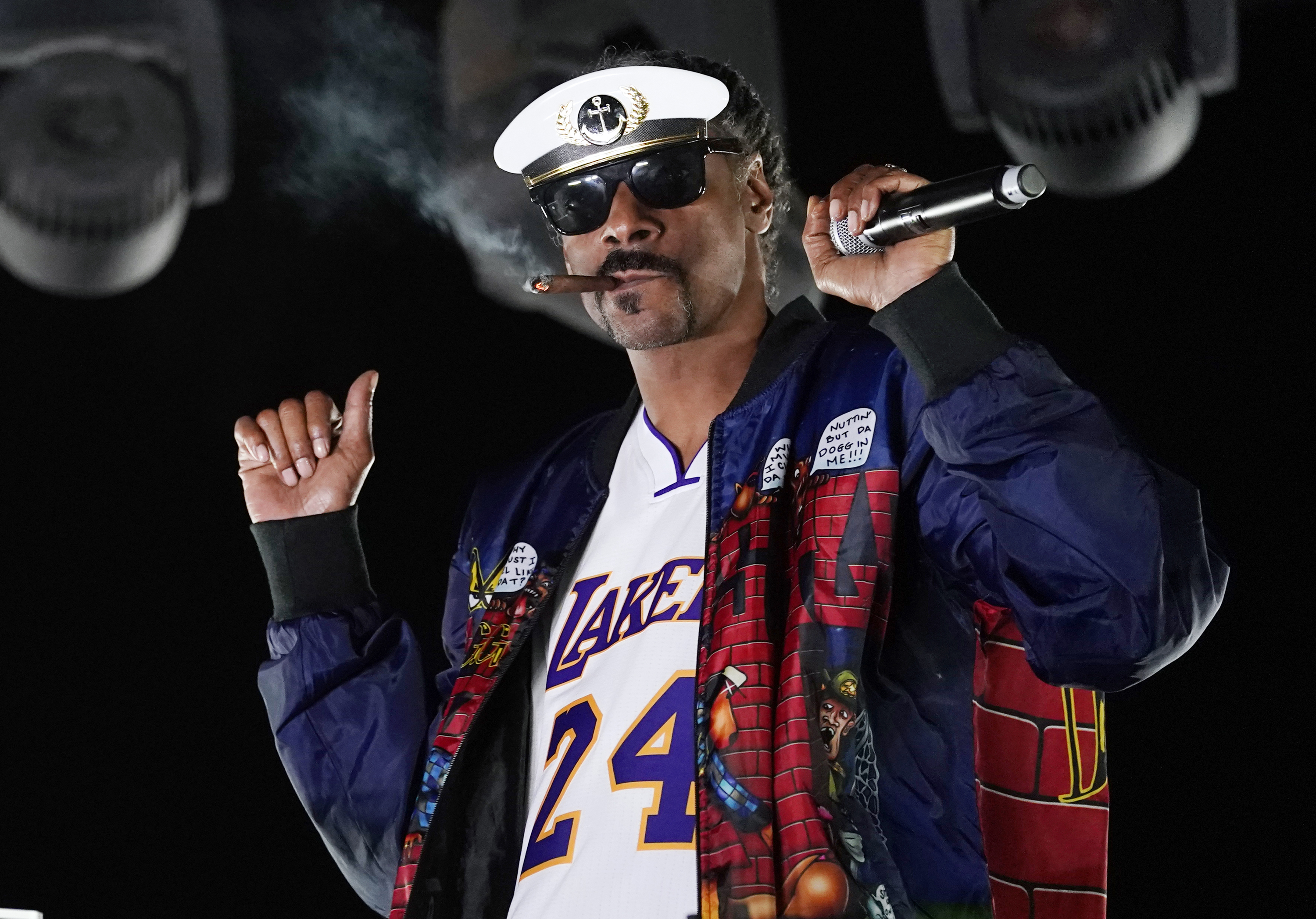 Snoop Dogg performs a DJ set as "DJ Snoopadelic" during the "Concerts In Your Car" series on Oct. 2, 2020, in Ventura. (Chris Pizzello/Associated Press)