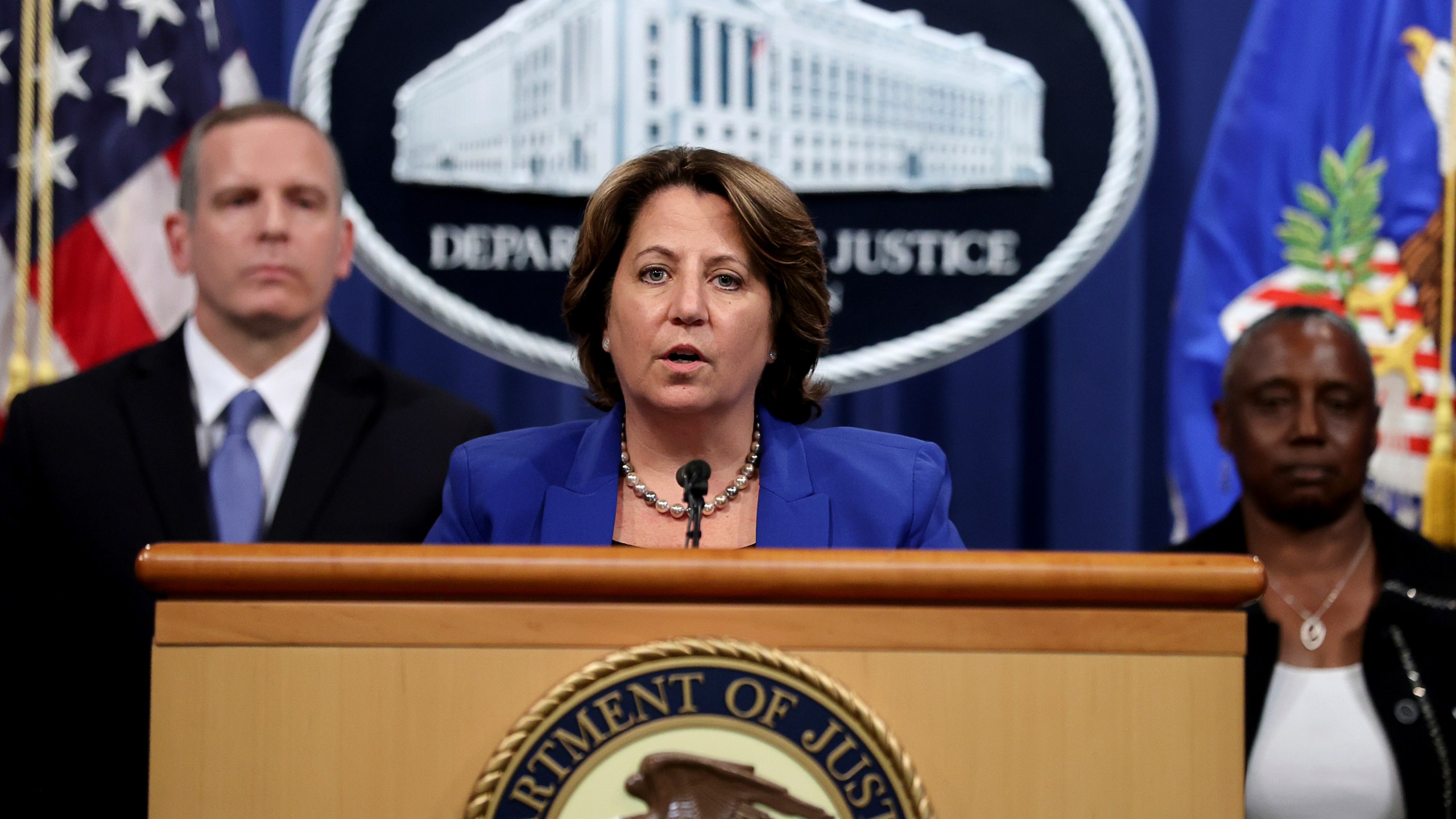 Deputy Attorney General Lisa Monaco announces the recovery of millions of dollars worth of cryptocurrency from the Colonial Pipeline Co. ransomware attacks as she speaks during a news conference with FBI Deputy Director Paul Abbate and acting U.S. Attorney for the Northern District of California Stephanie Hinds at the Justice Department in Washington, Monday, June 7, 2021. (Jonathan Ernst/Pool via AP)