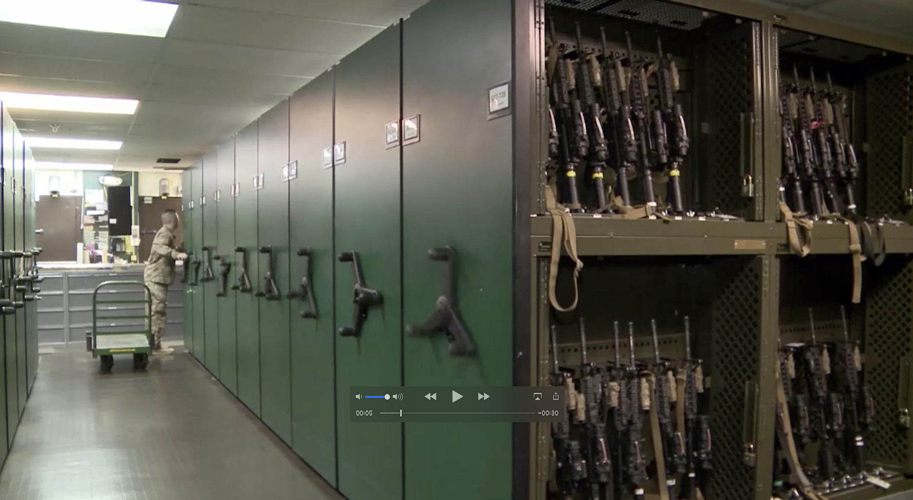 This Oct. 11, 2017, image from video made available by the U.S. Air Force shows a gun vault at the Malmstrom Air Force Base in Great Falls, Mont. (U.S. Air Force via AP)