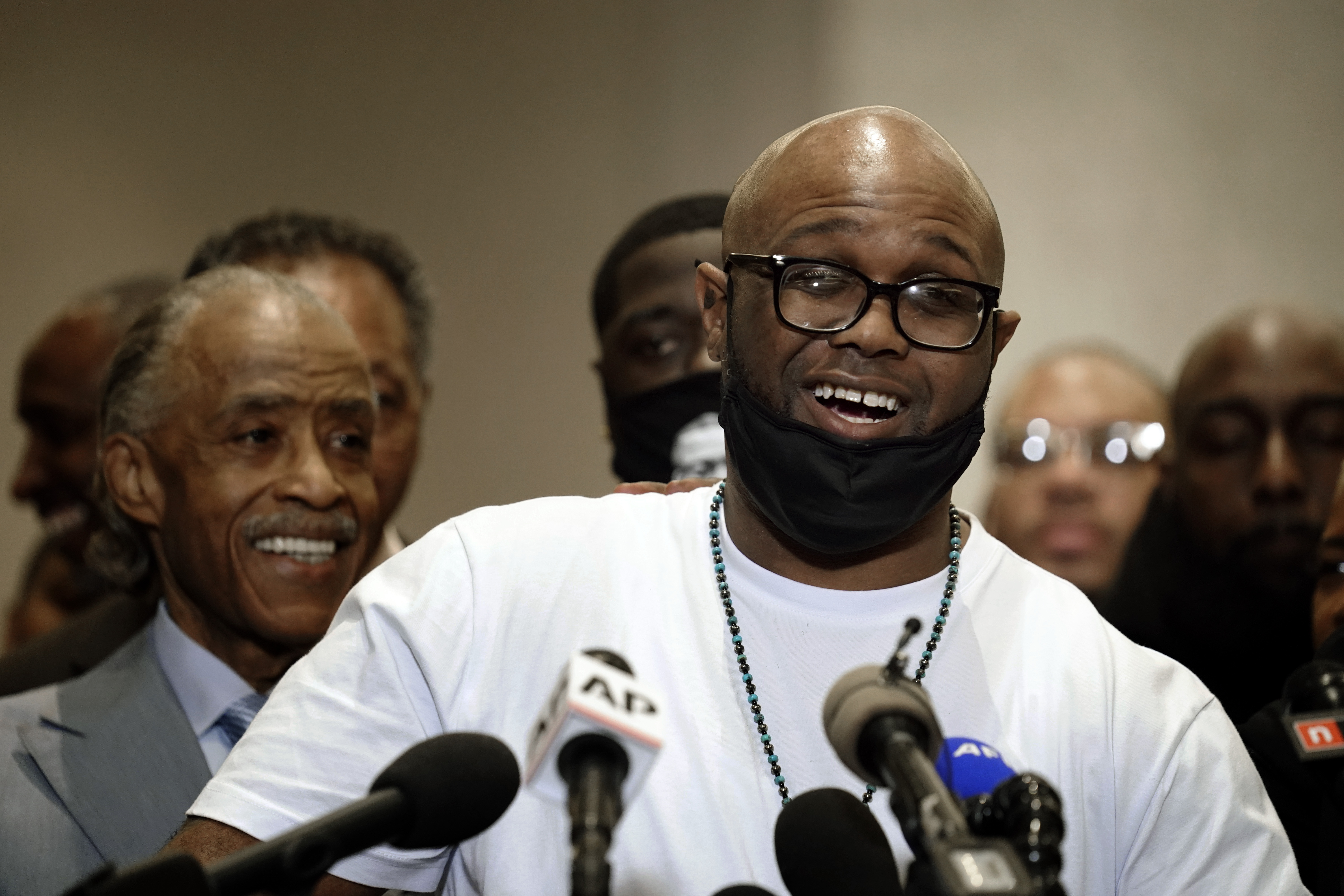 In this April 20, 2021 file photo, George Floyd's brother, Terrence Floyd, speaks during a news conference after the verdict was read in the trial of former Minneapolis Police officer Derek Chauvin, who was convicted of second-degree unintentional murder and other charges in Floyd’s May 25, 2020, death, in Minneapolis. Floyd's family members — including his brothers Terrence and Philonise and his nephew Brandon Williams — will give statements in court Friday, June 25, before Chauvin is sentenced. (AP Photo/John Minchillo File)