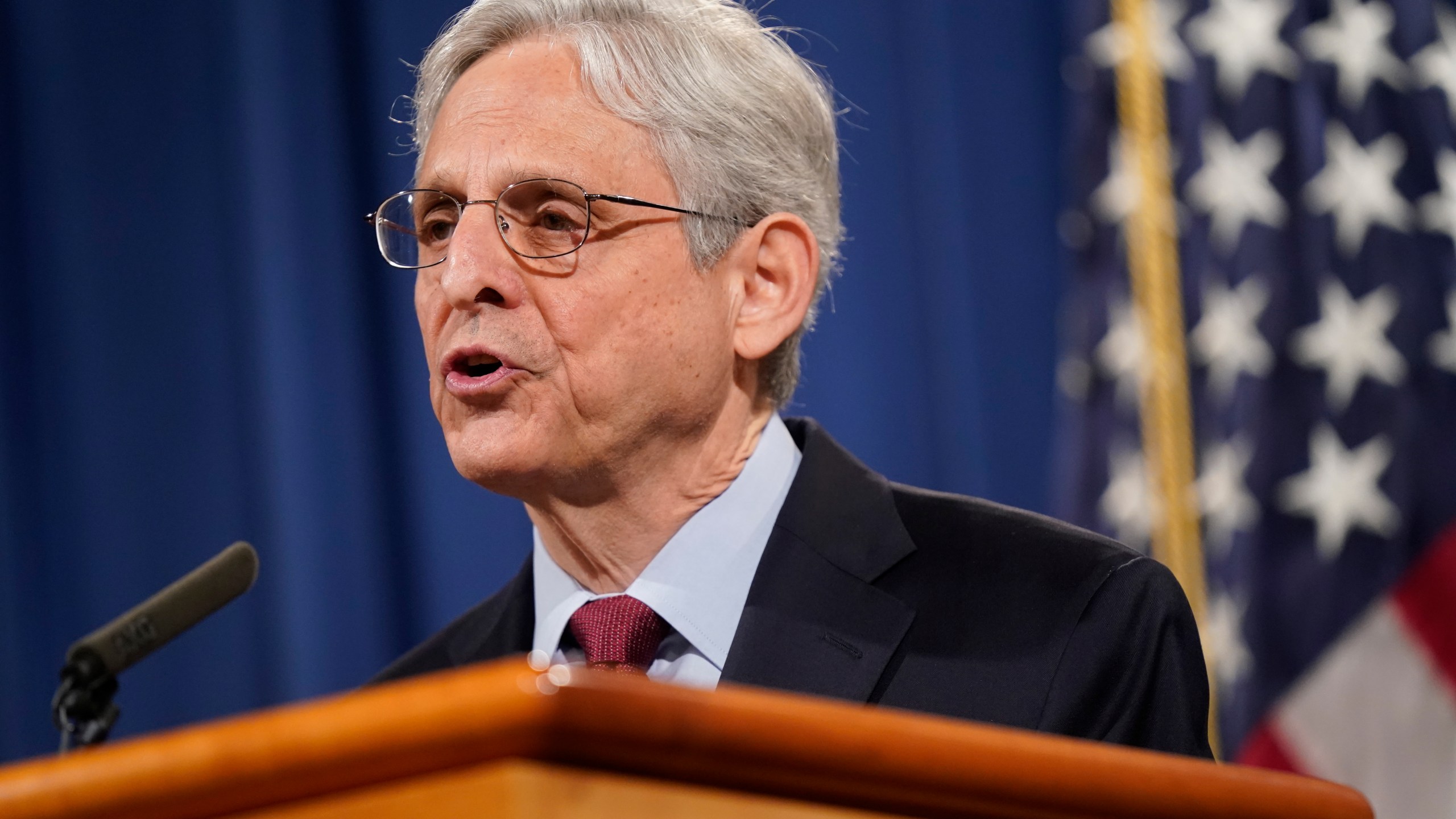 Attorney General Merrick Garland speaks during a news conference on voting rights at the Department of Justice in Washington, Friday, June 25, 2021. (AP Photo/Patrick Semansky)