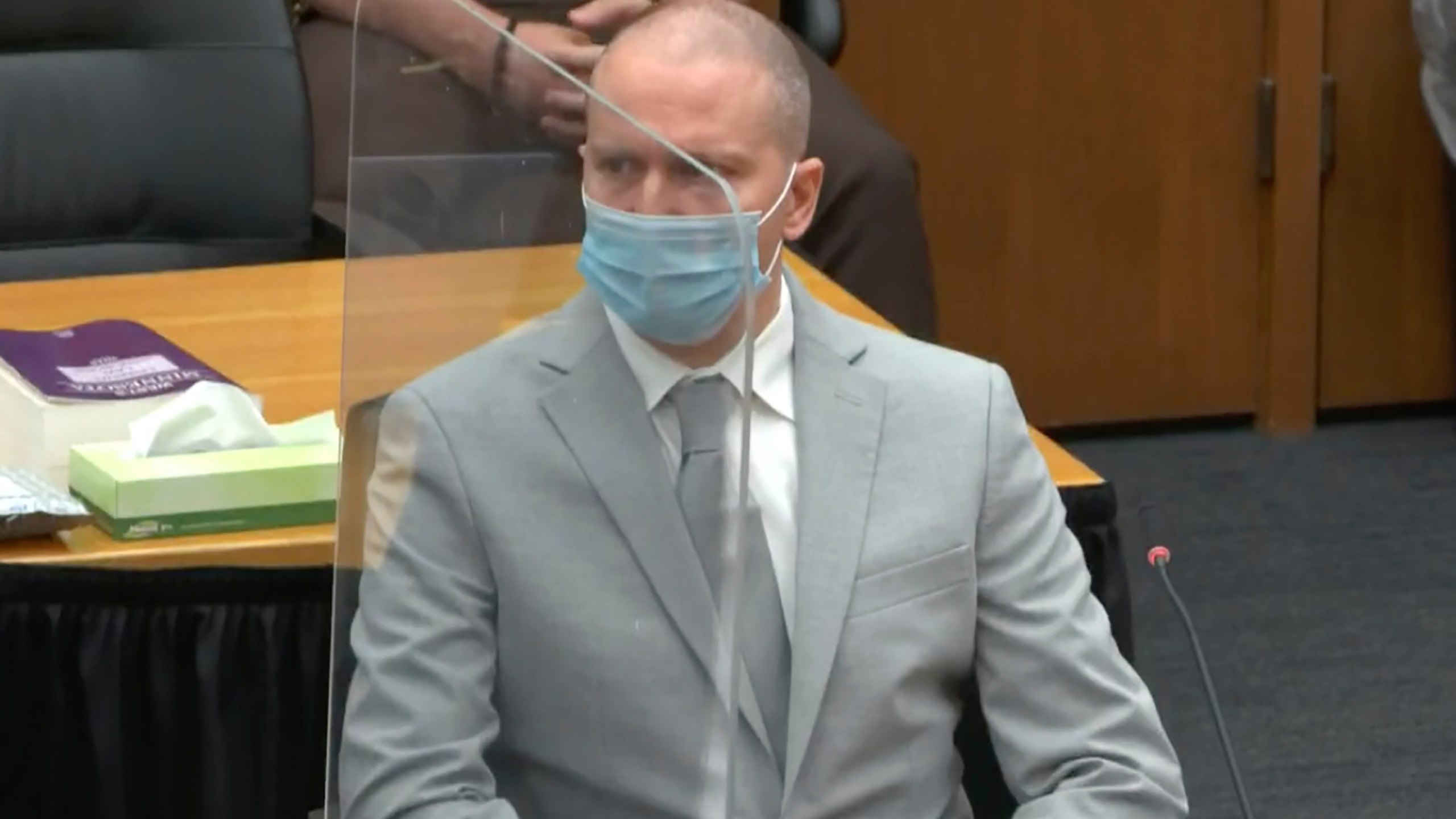 In this screen grab from video, former Minneapolis police officer Derek Chauvin is seen during victim impact statements as Hennepin County Judge Peter Cahill presides over sentencing, Friday, June 25, 2021 in Minneapolis. Chauvin faces decades in prison in the death of George Floyd.(Court TV, via AP, Pool)