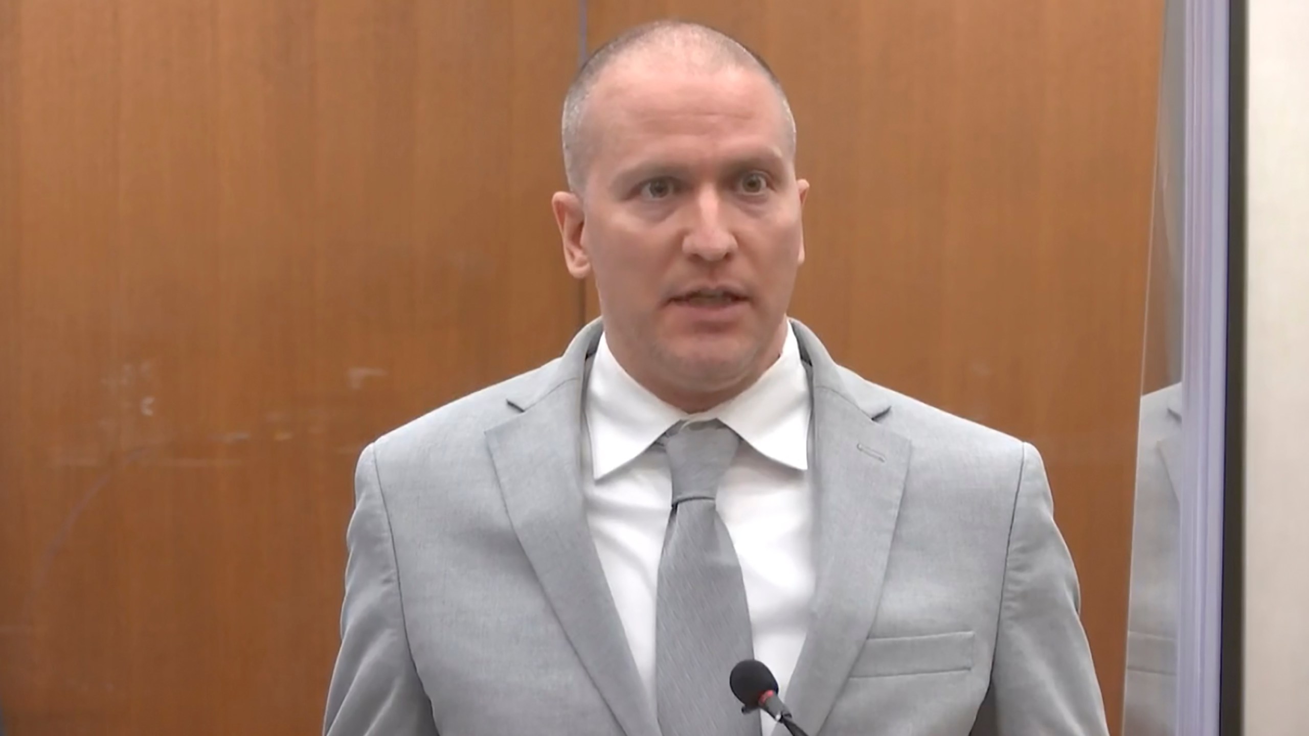 In this image taken from video, former Minneapolis police Officer Derek Chauvin addresses the court as Hennepin County Judge Peter Cahill presides over Chauvin's sentencing, Friday, June 25, 2021, at the Hennepin County Courthouse in Minneapolis. (Court TV via AP, Pool)