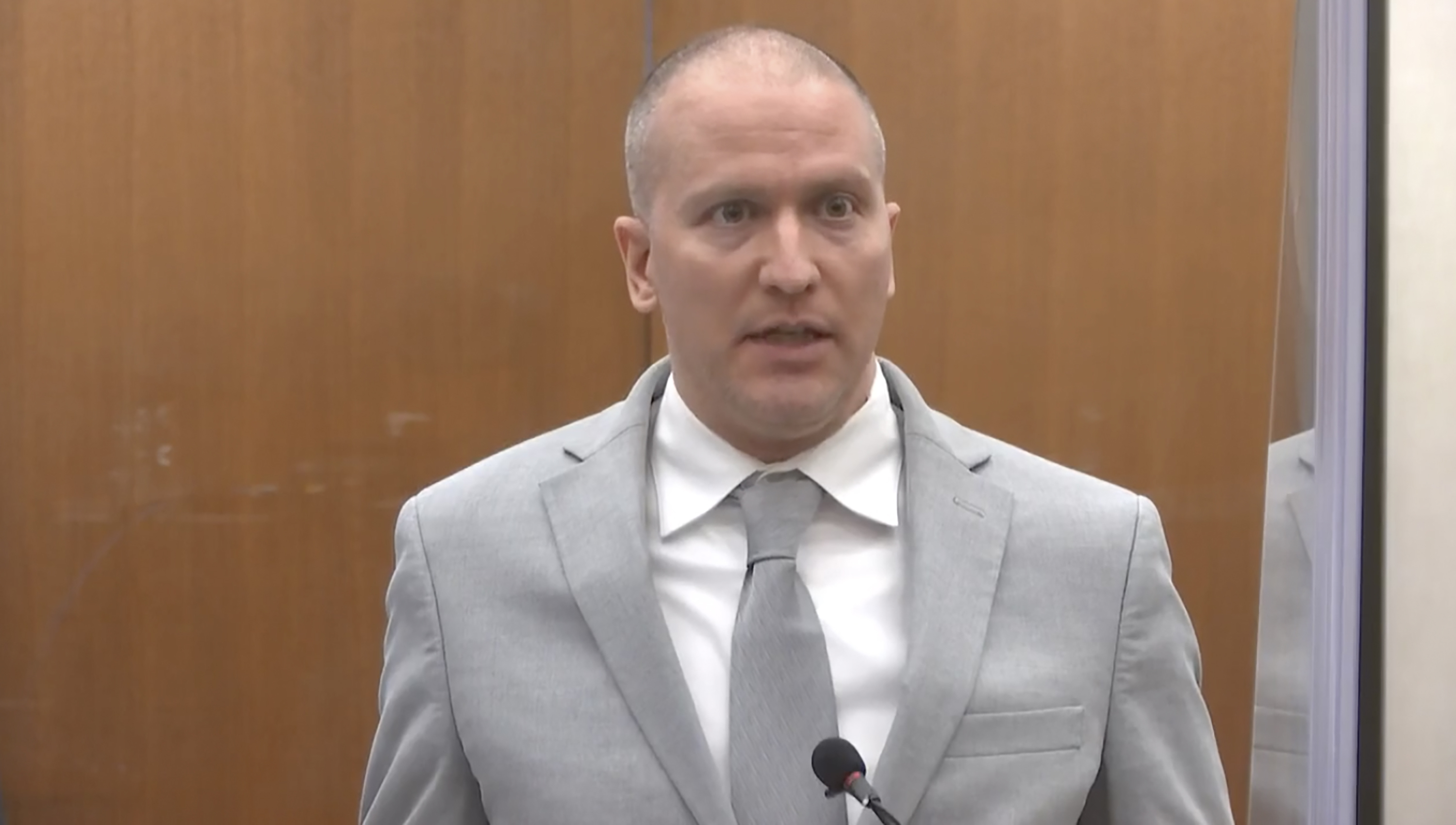 In this image taken from video, former Minneapolis police Officer Derek Chauvin addresses the court as Hennepin County Judge Peter Cahill presides over Chauvin's sentencing, Friday, June 25, 2021, at the Hennepin County Courthouse in Minneapolis. (Court TV via AP, Pool)