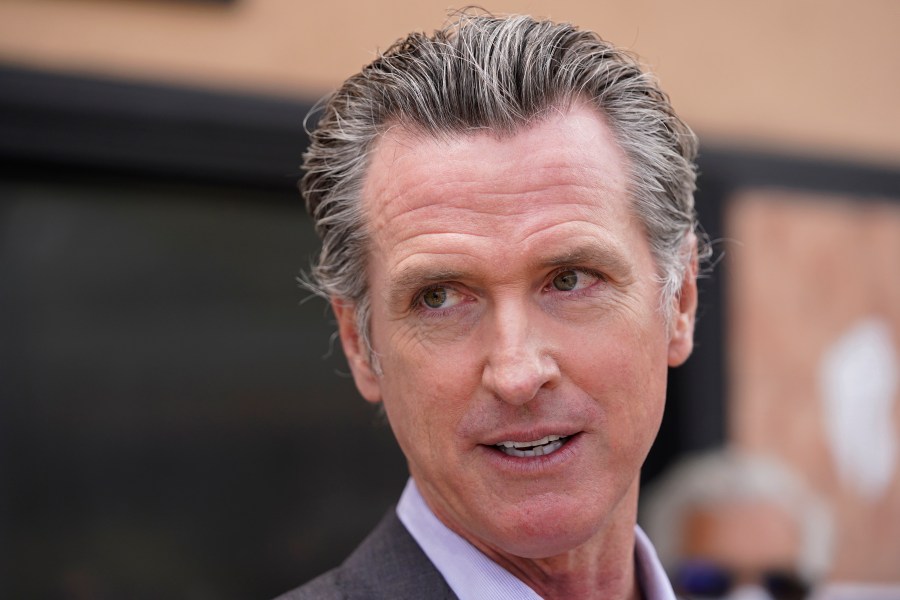 California Gov. Gavin Newsom listens to questions during a news conference in San Francisco on June 3, 2021. (Eric Risberg / Associated Press)