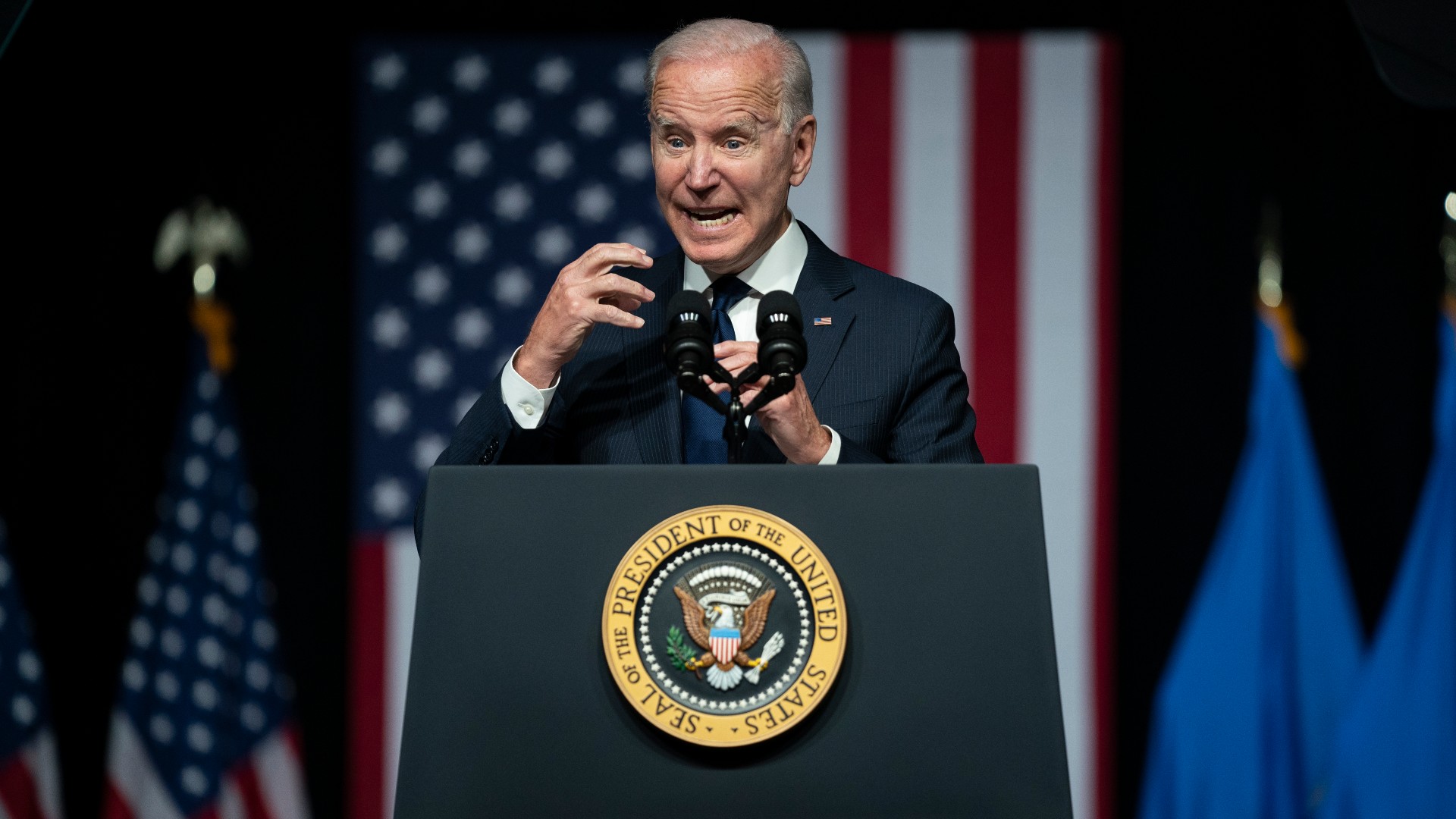 President Joe Biden speaks as he commemorates the 100th anniversary of the Tulsa race massacre, at the Greenwood Cultural Center, Tuesday, June 1, 2021, in Tulsa, Okla. (AP Photo/Evan Vucci)