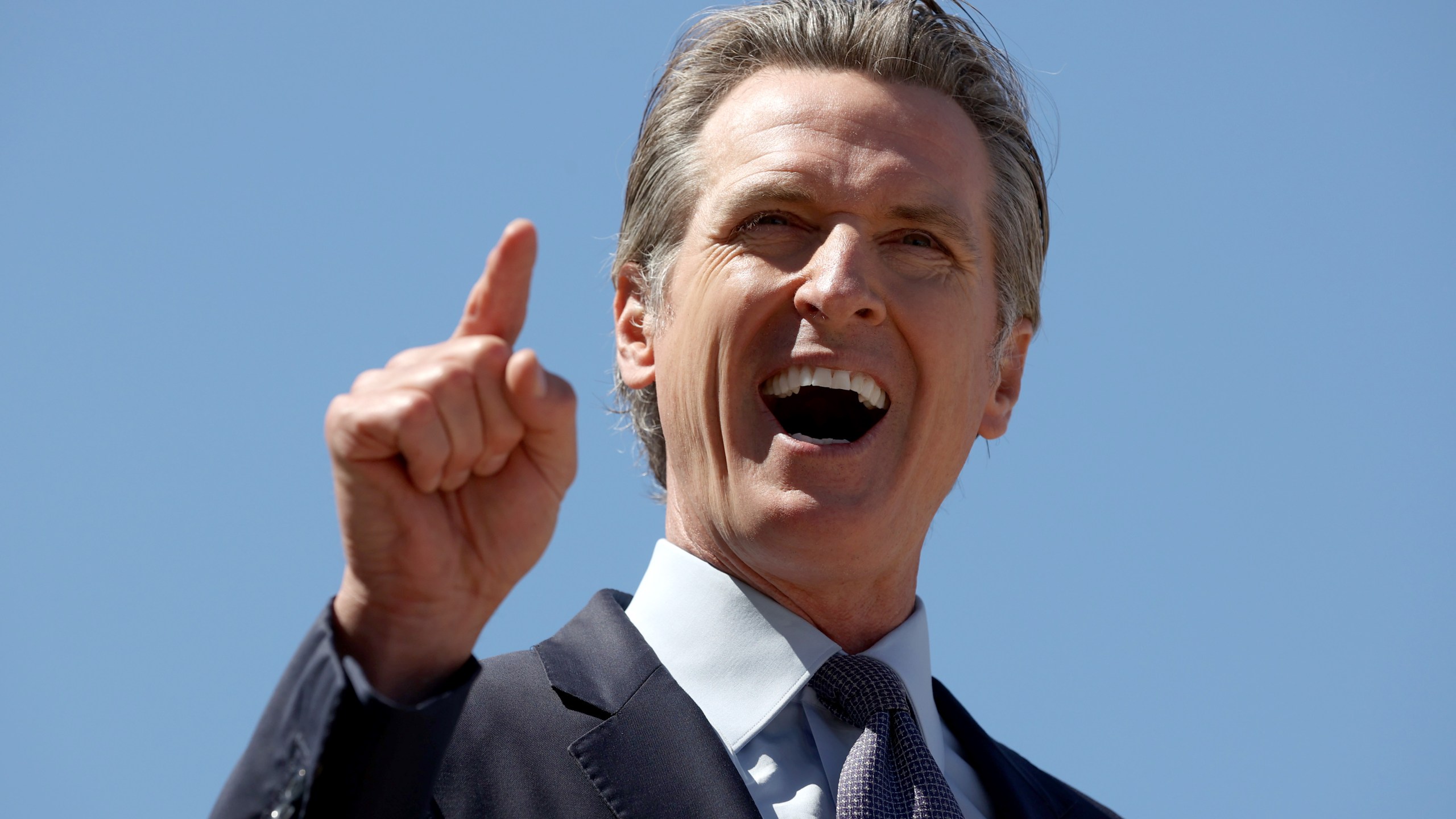 Gov. Gavin Newsom speaks during a news conference at San Francisco General Hospital on June 10, 2021 in San Francisco. Newsom and California Attorney General Rob Bonta announced that the state of California has filed an appeal to a recent decision by a U.S. District Judge Roger Benitez of San Diego to overturn California's three-decade-old ban on assault weapons stating that California's ban on assault weapons violates the constitutional right to bear arms. In his ruling, Benitez compared the popular AR-15 assault rifle to a Swiss Army knife. (Justin Sullivan/Getty Images)