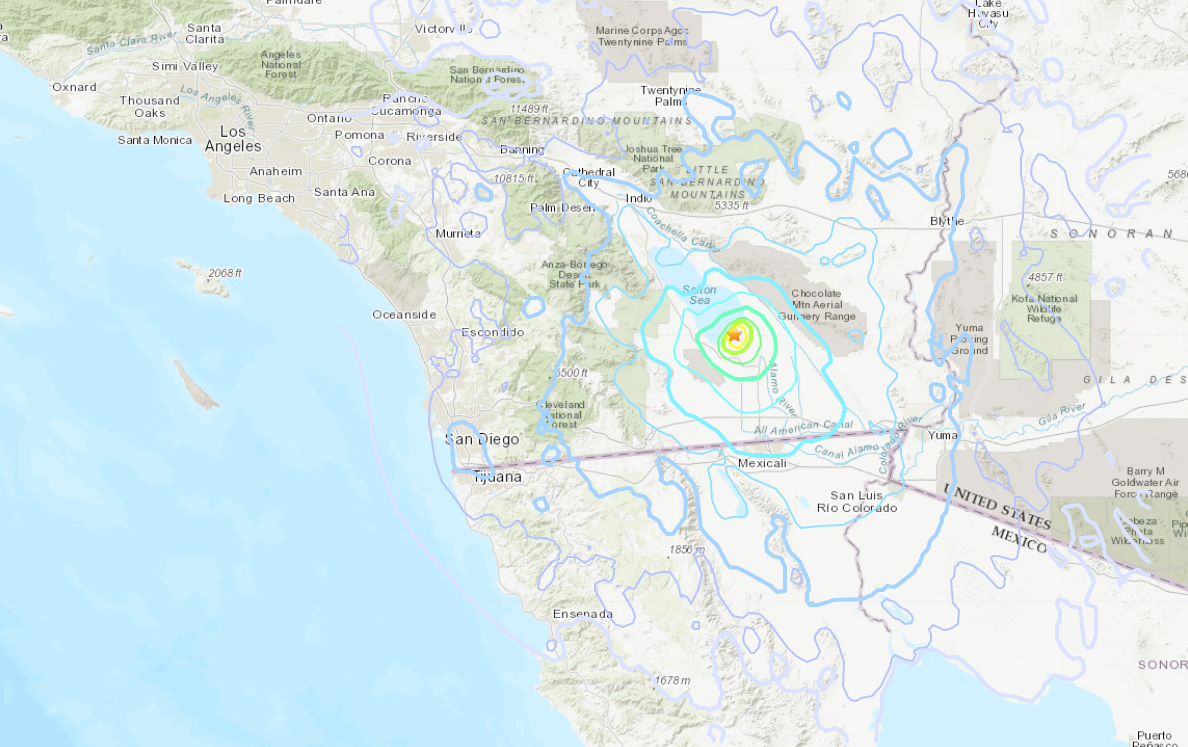 A magnitude 5.3 quake that struck near Calipatria on June 5, 2021. (USGS)