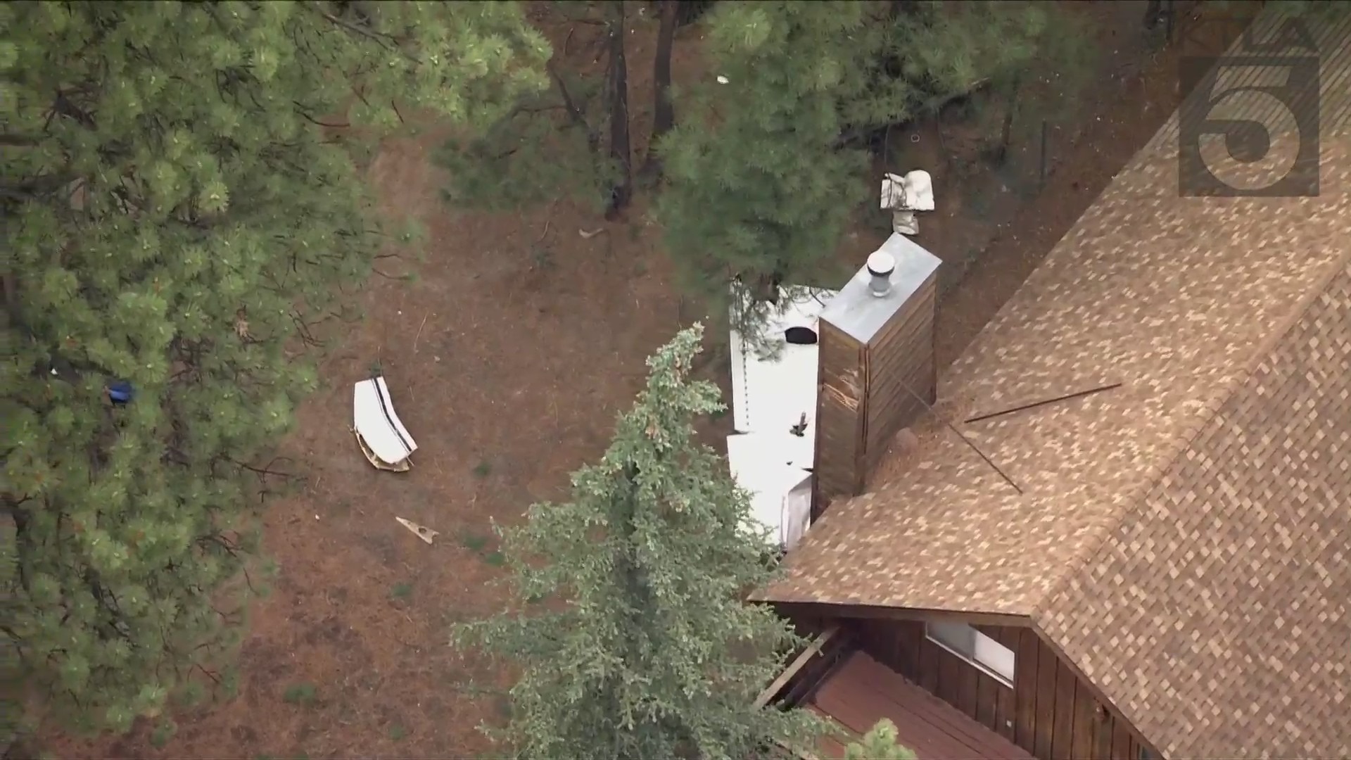 Two people were seriously injured when a plane they were on crashed in Big Bear and caught fire on June 22,2021, officials said. (KTLA)