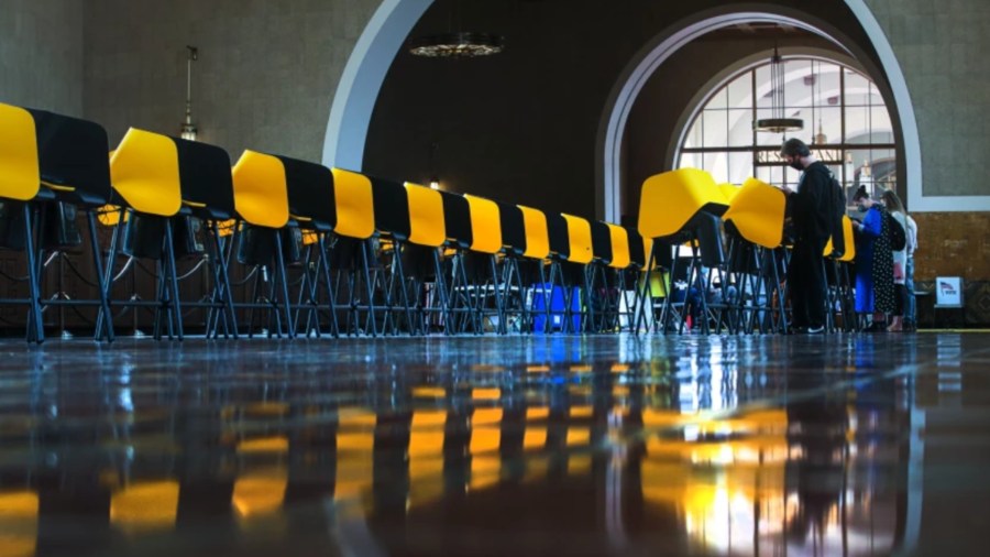 People voting at a polling station in Los Angeles’ Union Station on Nov. 3.(Irfan Khan / Los Angeles Times)