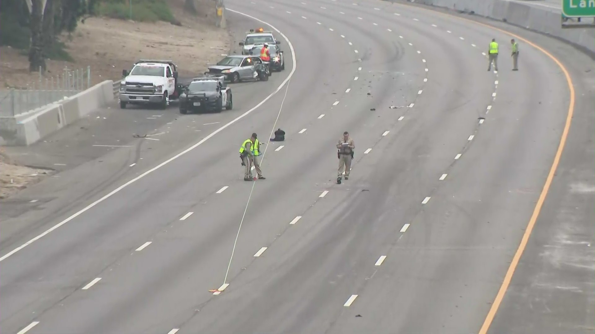 A stretch of the 101 Freeway was partially closed through the Cahuenga Pass on