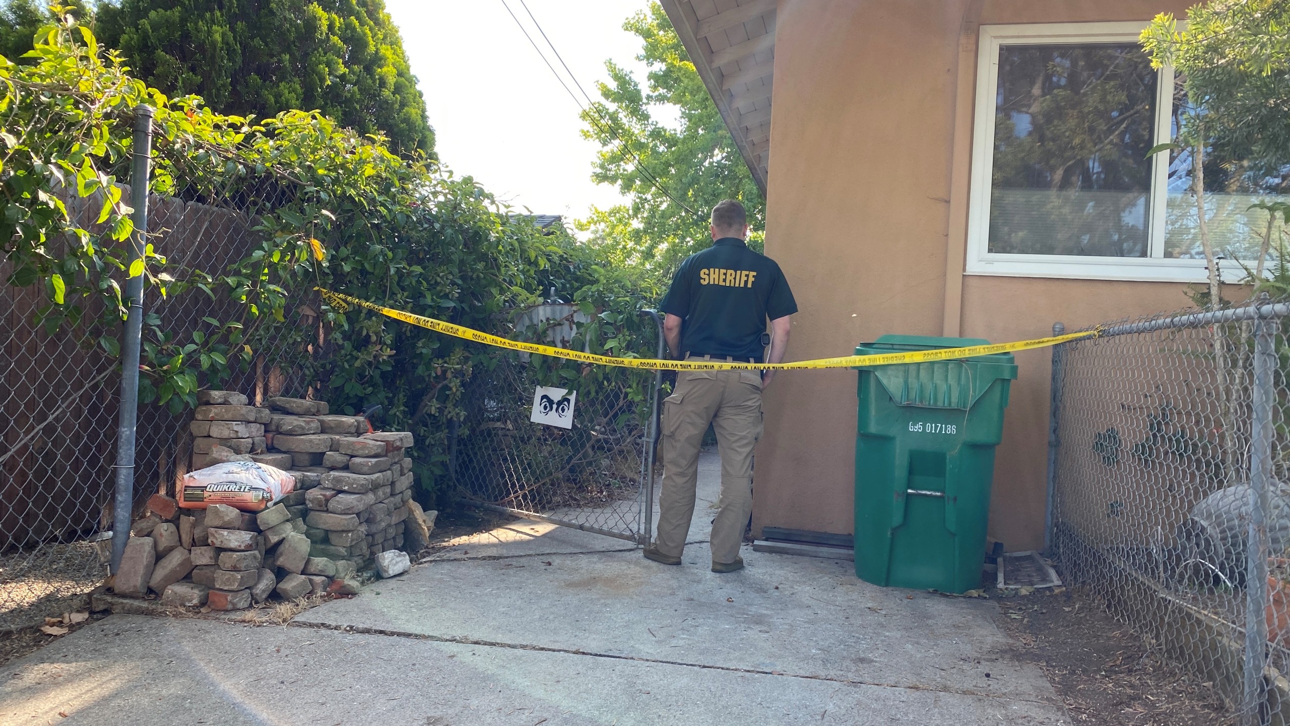 A Santa Barbara County sheriff's official responds to the scene of a homicide on July 15, 2021 in this photo provided by the agency.