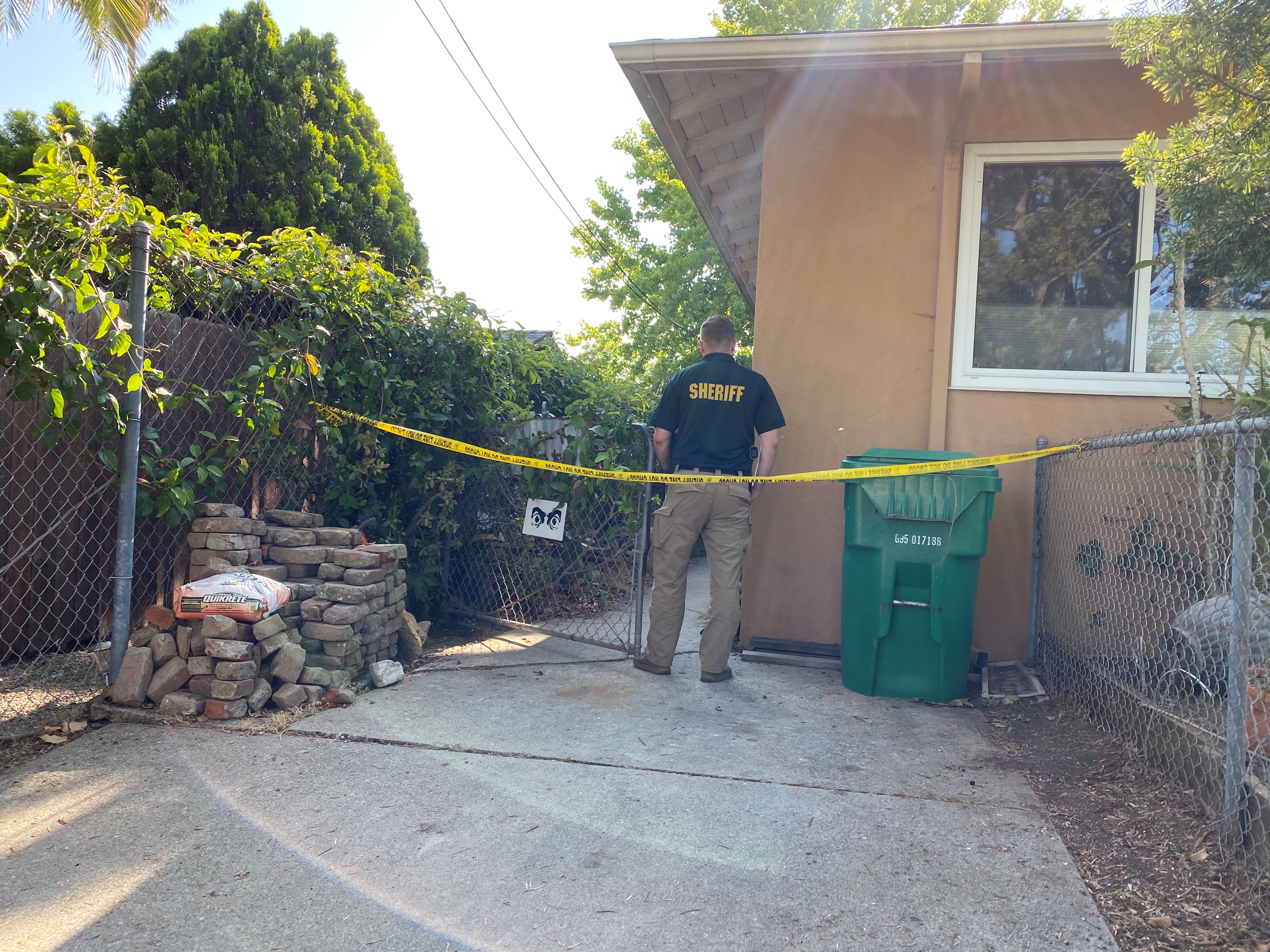 A Santa Barbara County sheriff's official responds to the scene of a homicide on July 15, 2021 in this photo provided by the agency.