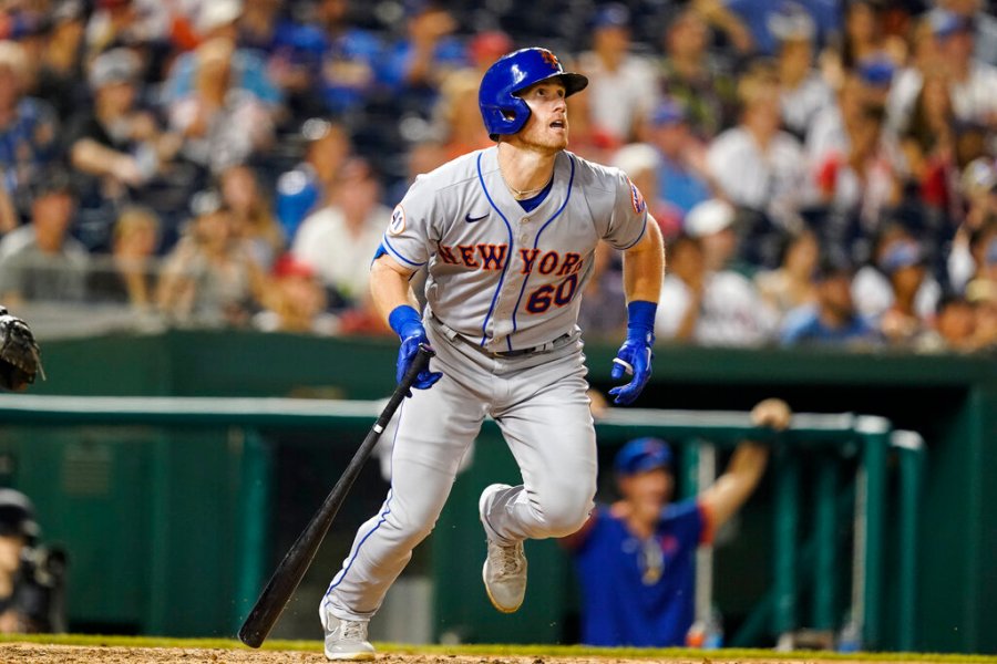 PreviousNext New York Mets' Billy McKinney watches his solo home run during the eighth inning of a baseball game against the Washington Nationals at Nationals Park, Monday, June 28, 2021, in Washington. (AP Photo/Alex Brandon)